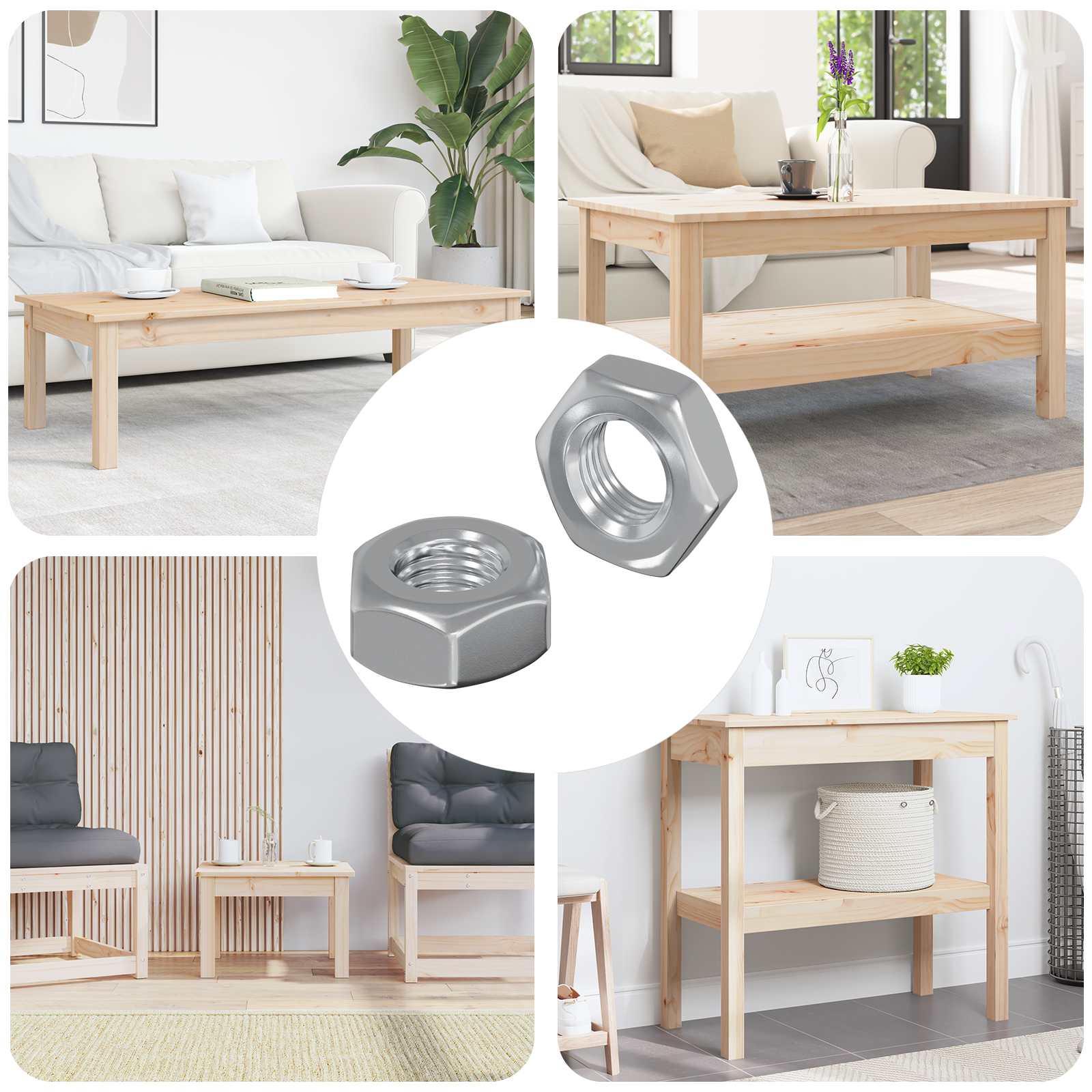 vidaXL Zeshoekige Moeren 2 pcs Zilver M6 Staal