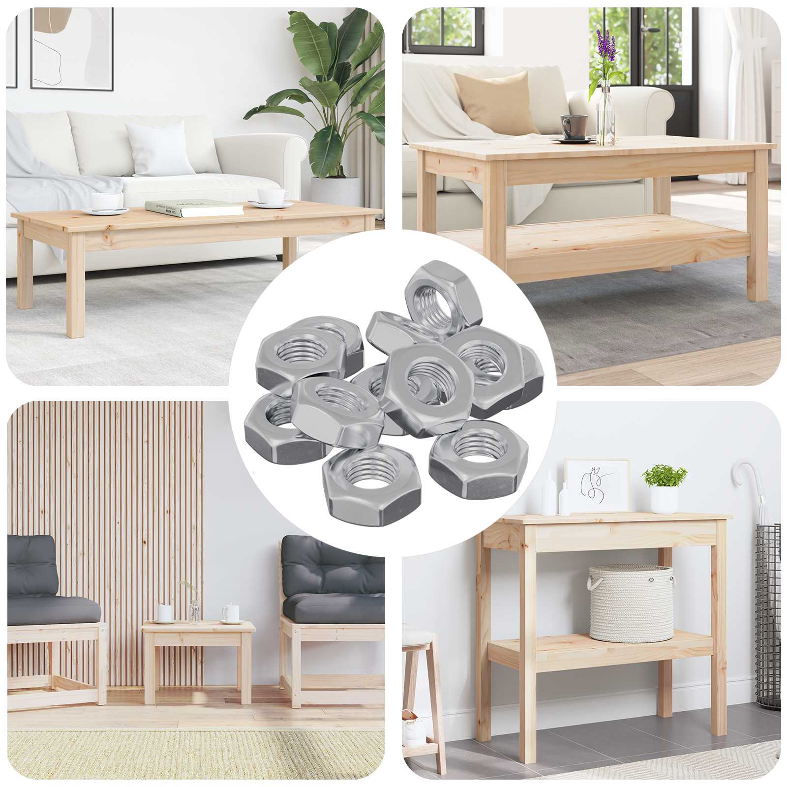 vidaXL Zeshoekige Moeren 2 pcs Zilver M6 Staal
