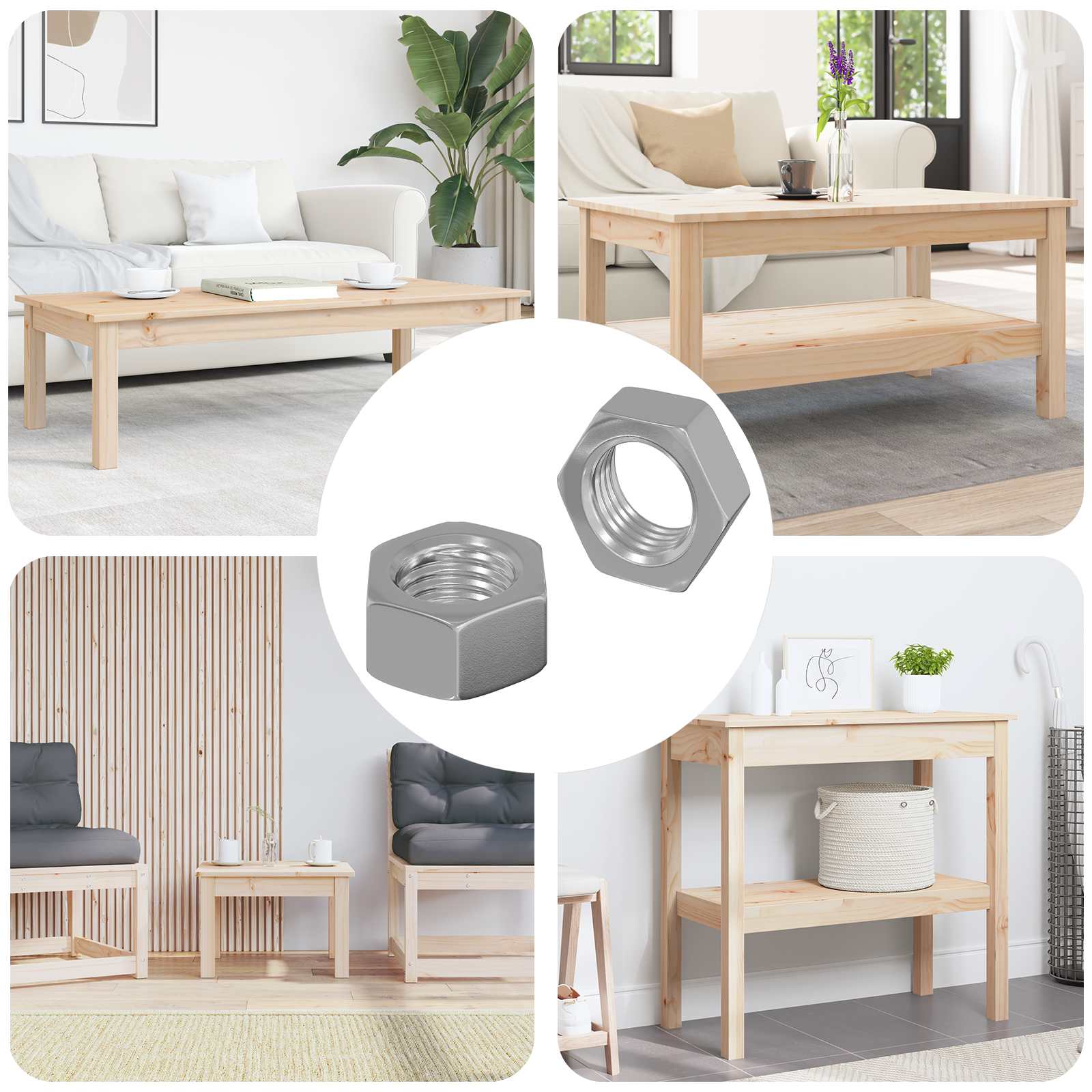 vidaXL Zeshoekige Moer Effen 2 pcs Zilver M6 IJzer