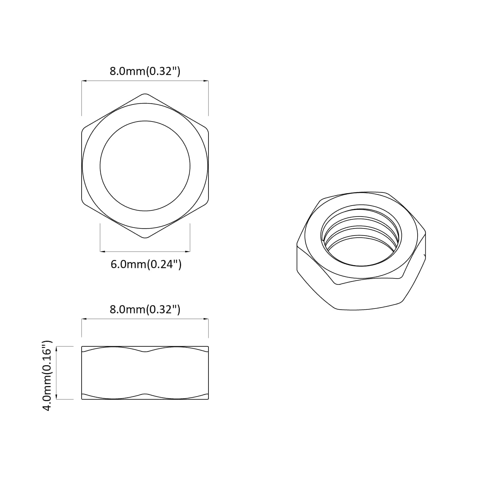 vidaXL Zeshoekige Moer Effen 2 pcs Zilver M6 IJzer