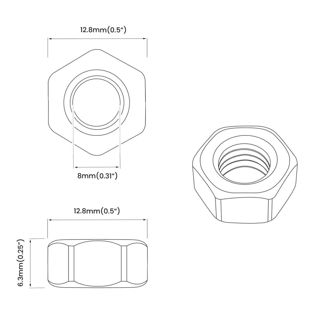 vidaXL Eikelnuts 2 pcs Zilver M8 x 10 mm Staal
