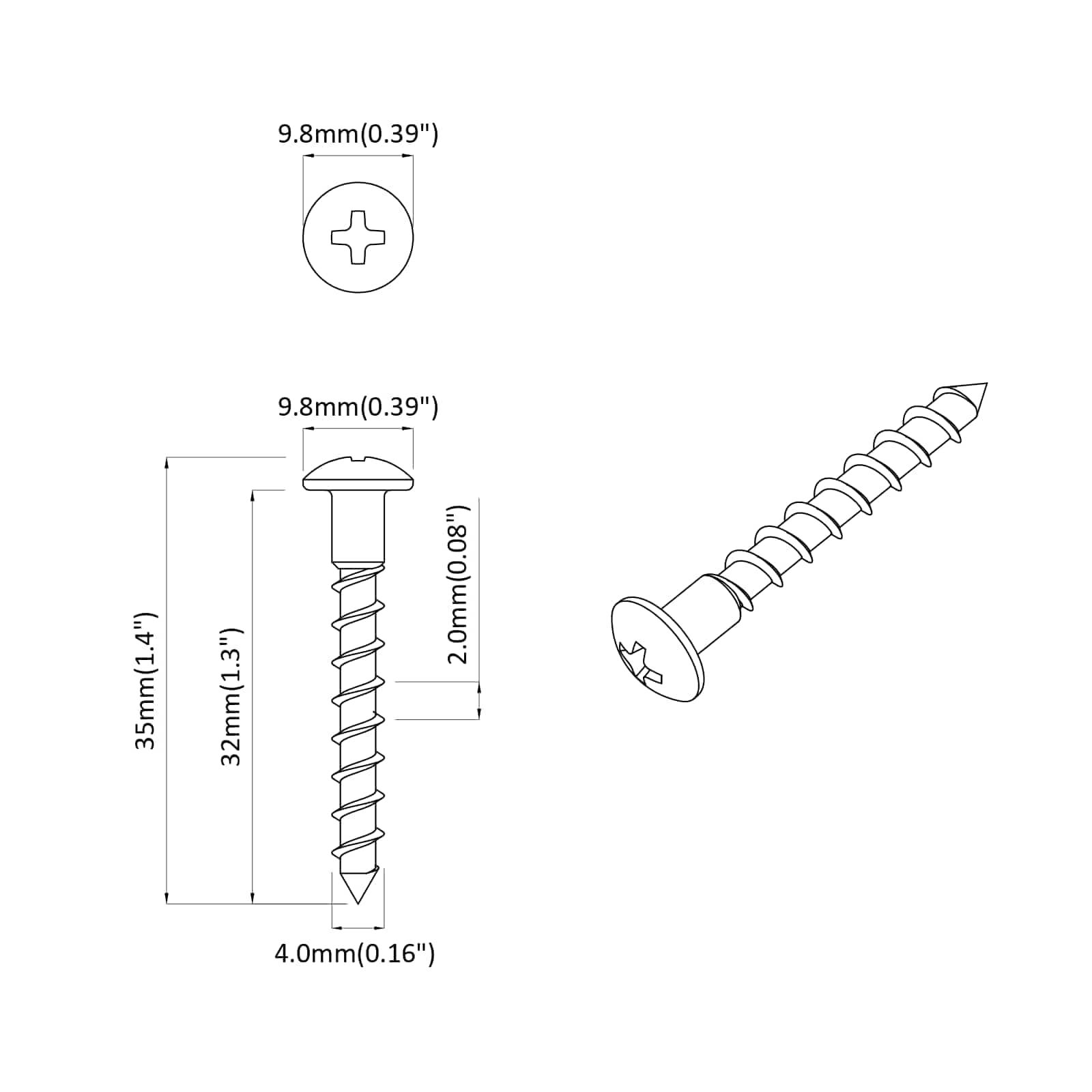 vidaXL Bout 2 pcs Zilver 9,8 x 35 mm IJzer