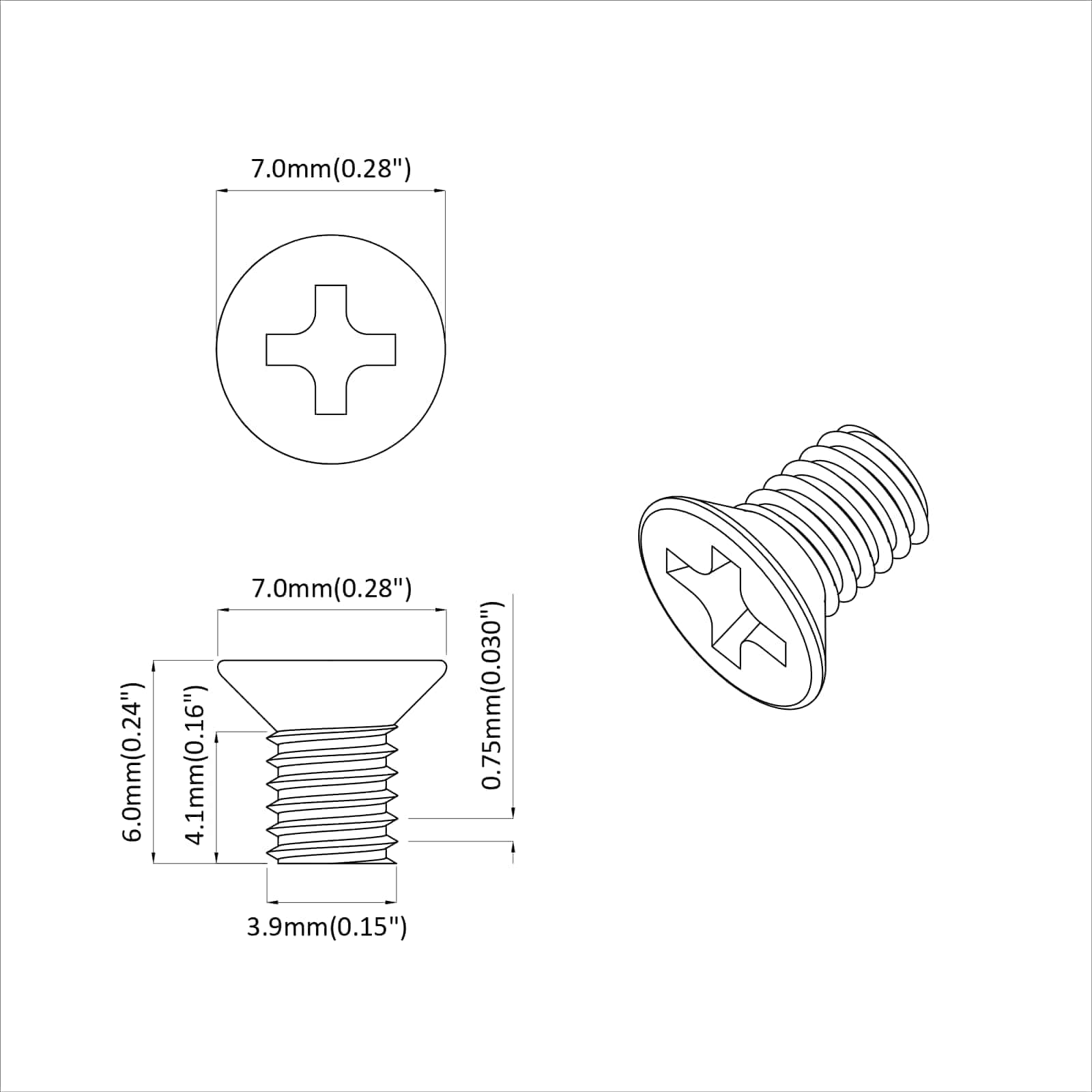 vidaXL Verzonken schroeven 2 pcs Zilver M4 x 6 mm Staal