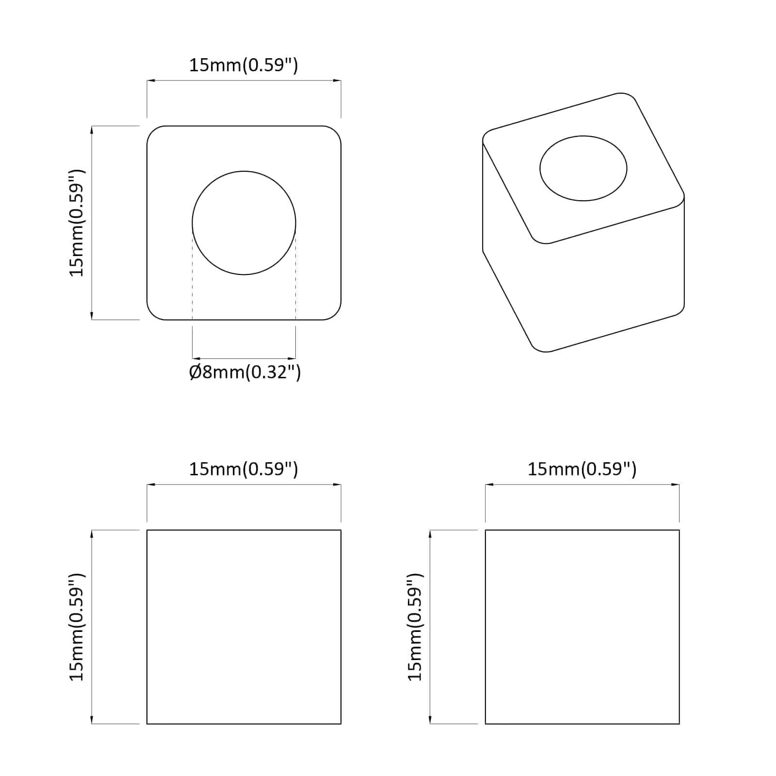 vidaXL Ladehouder 2 pcs Zwart 15 x 15 x 15mm PP Copolymeer