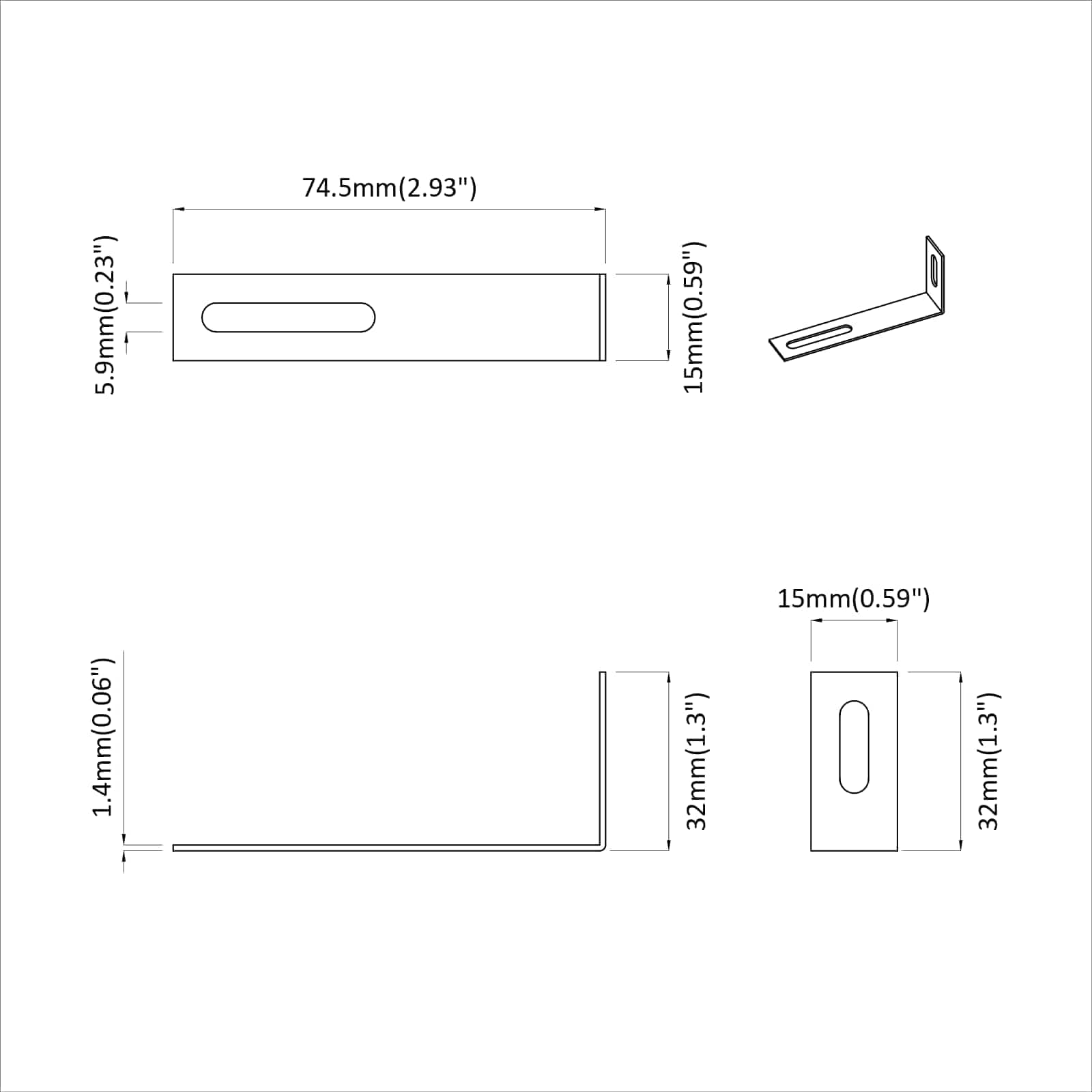 vidaXL Anti Tip Beugel Effen 2 pcs Zilver 74,5 x 15 x 32 mm IJzer