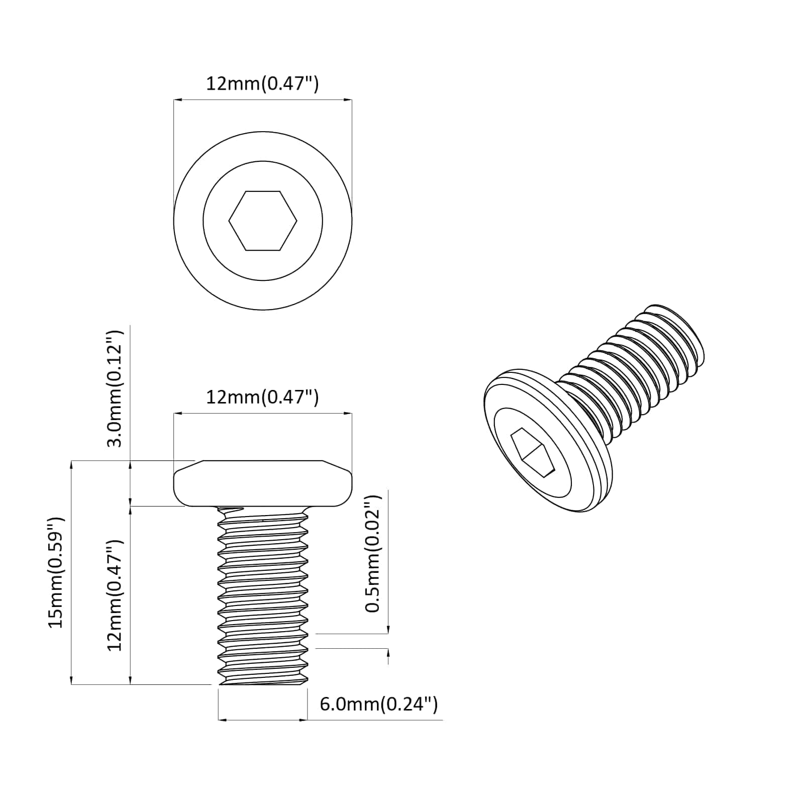 vidaXL Slotschroef Effen 2 pcs Zilver M6 x 12 mm Staal