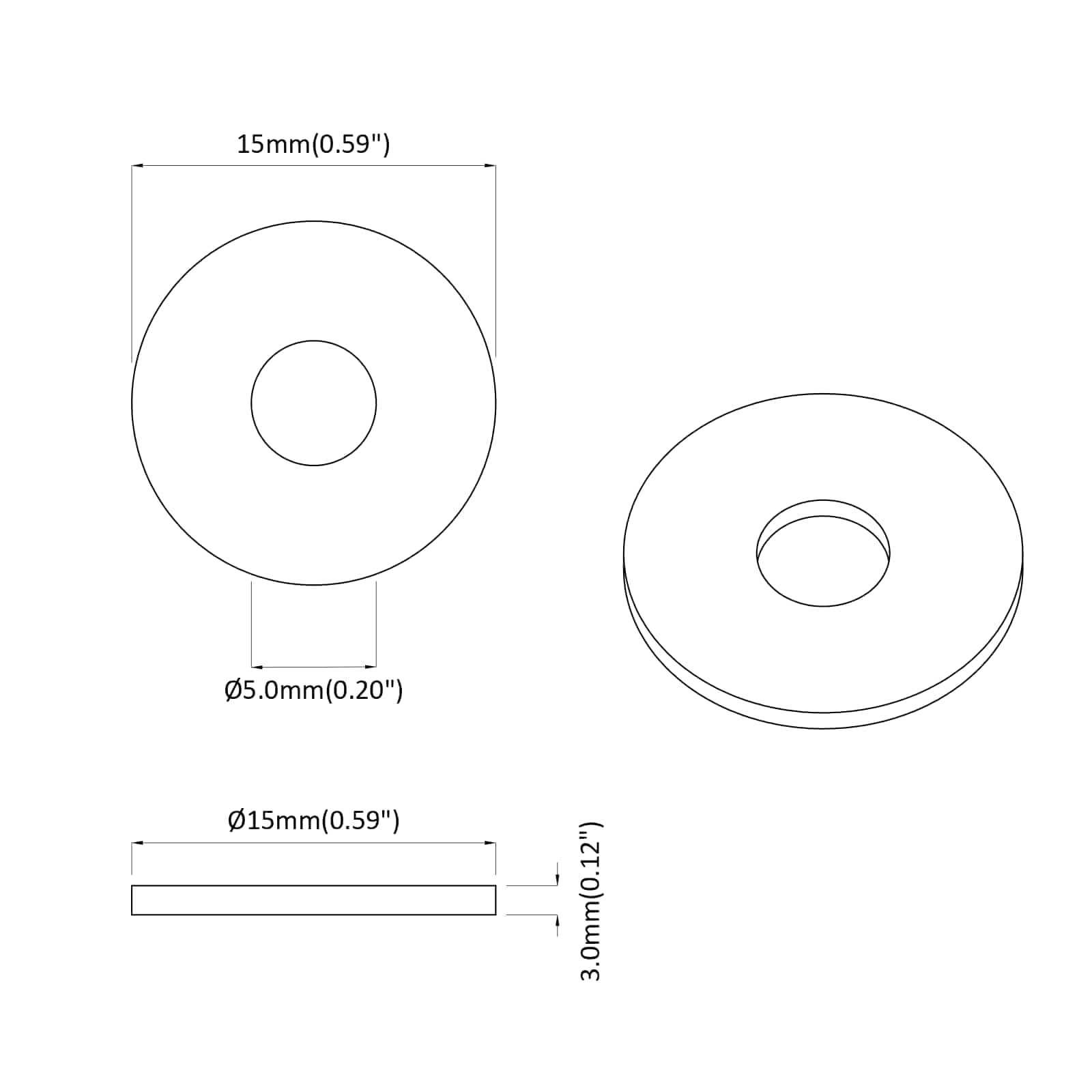 vidaXL geschikt voor vlakke ringen 2 pcs Zwart 15 x 4 x 3 mm