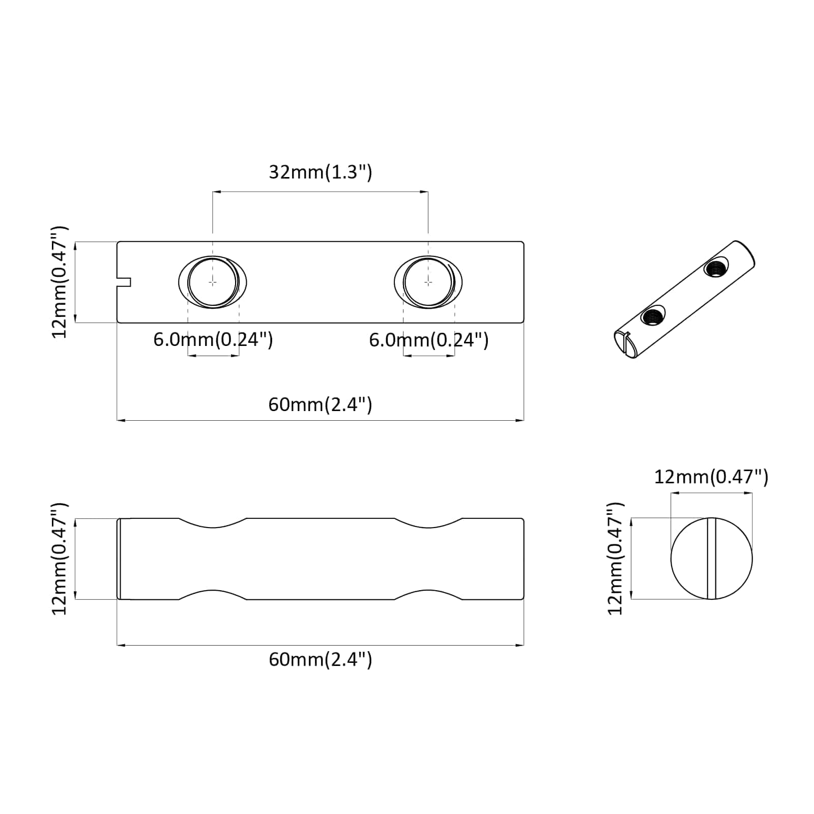 vidaXL Moer 2 pcs Verzinkt 60 x 12 mm IJzer