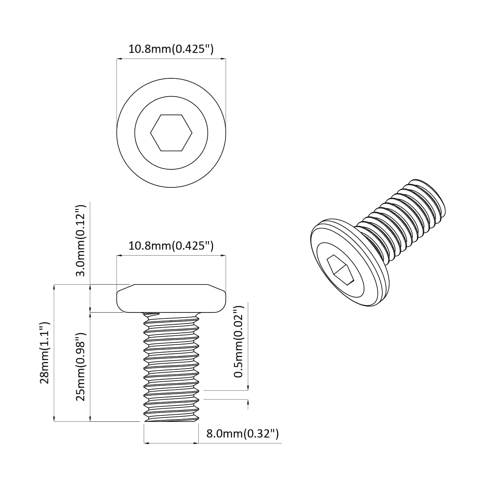 vidaXL Bout 2 pcs Zilver 8 x 25 mm Staal