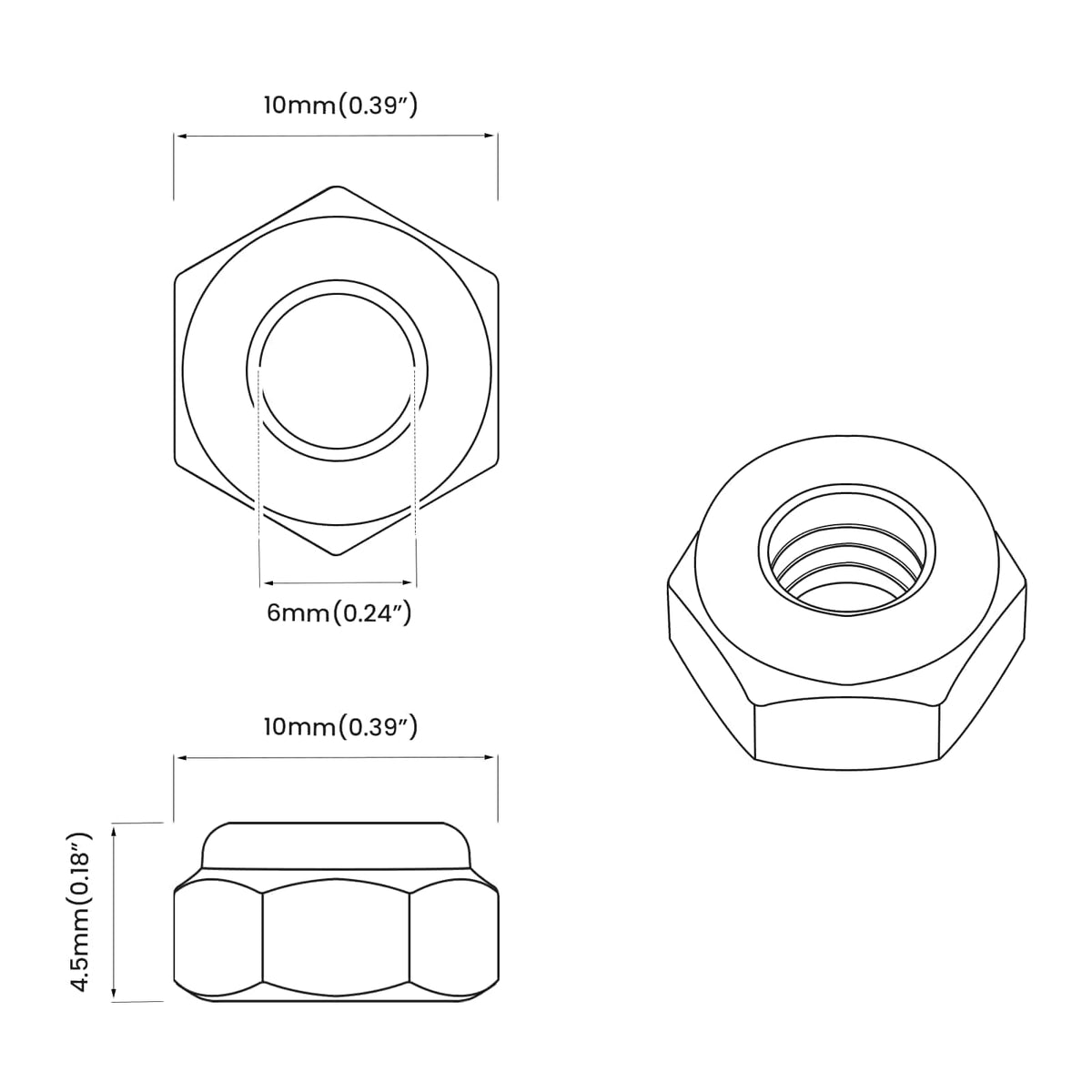 vidaXL Moer 2 pcs Zilver M6 x 10 mm IJzer