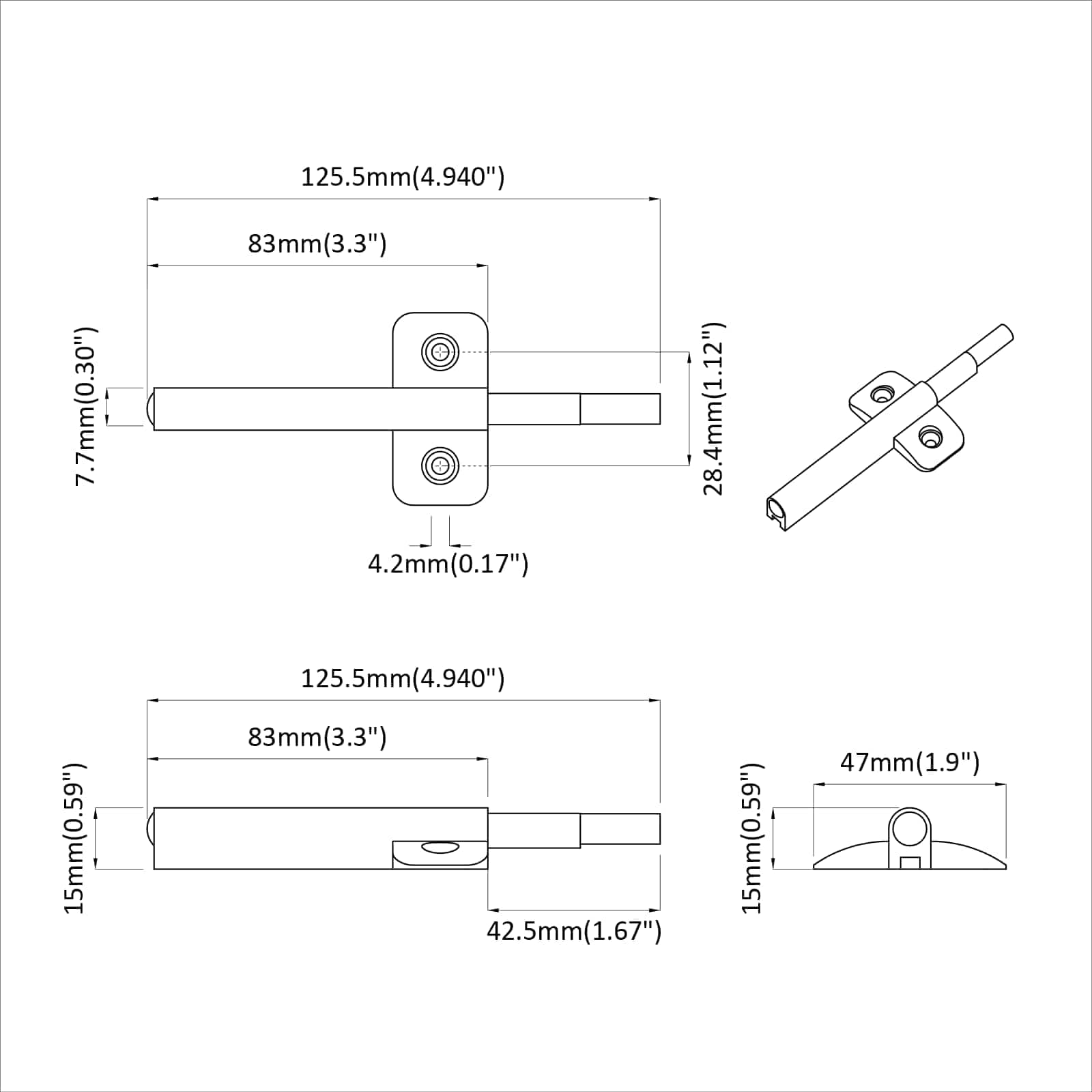 vidaXL Zachte Sluitdempers 2 pcs Grijs 125 x 47 x 15 mm PP
