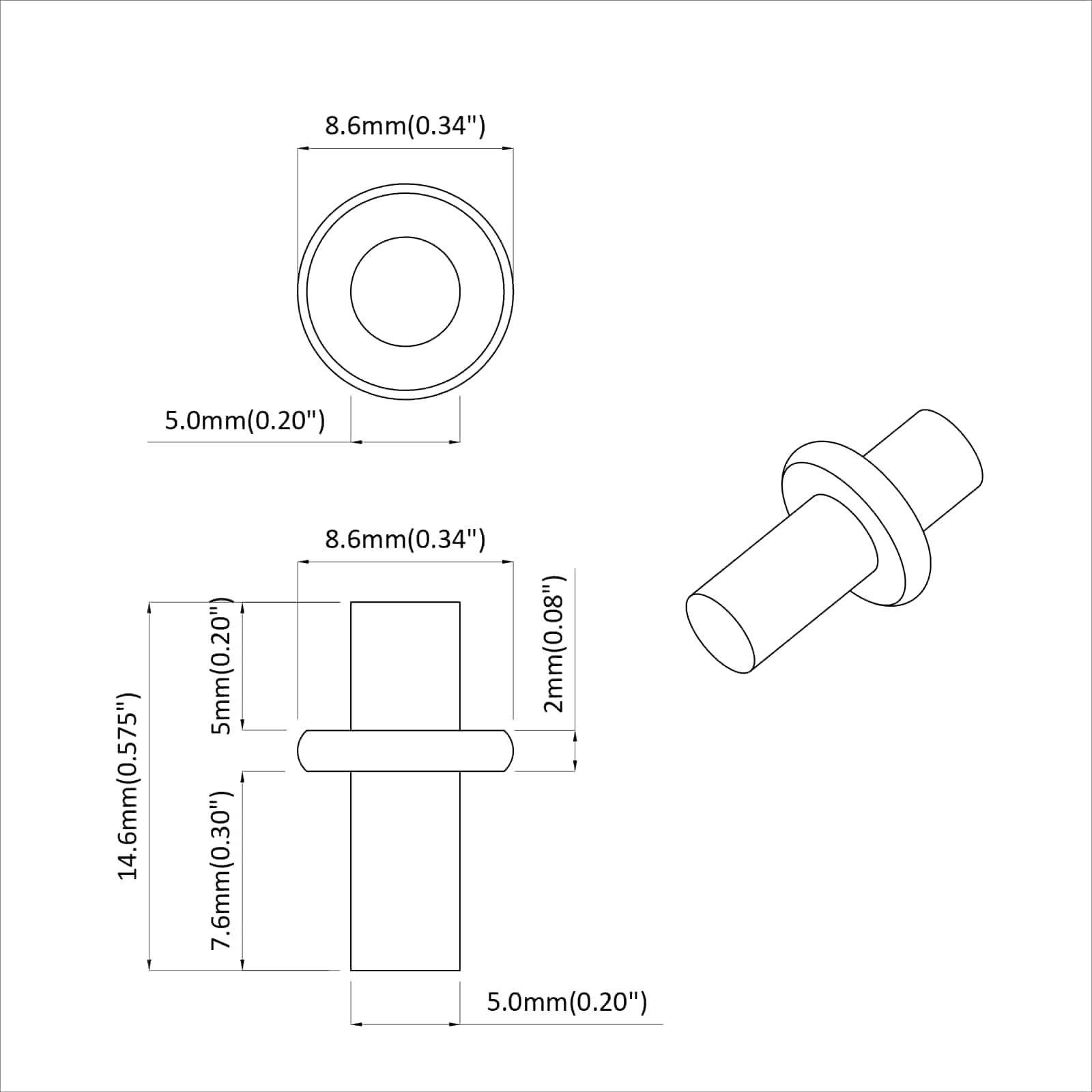 vidaXL Plankhaak Effen 2 pcs Zilver 8,6 x 8,6 x 14,6 mm Staal