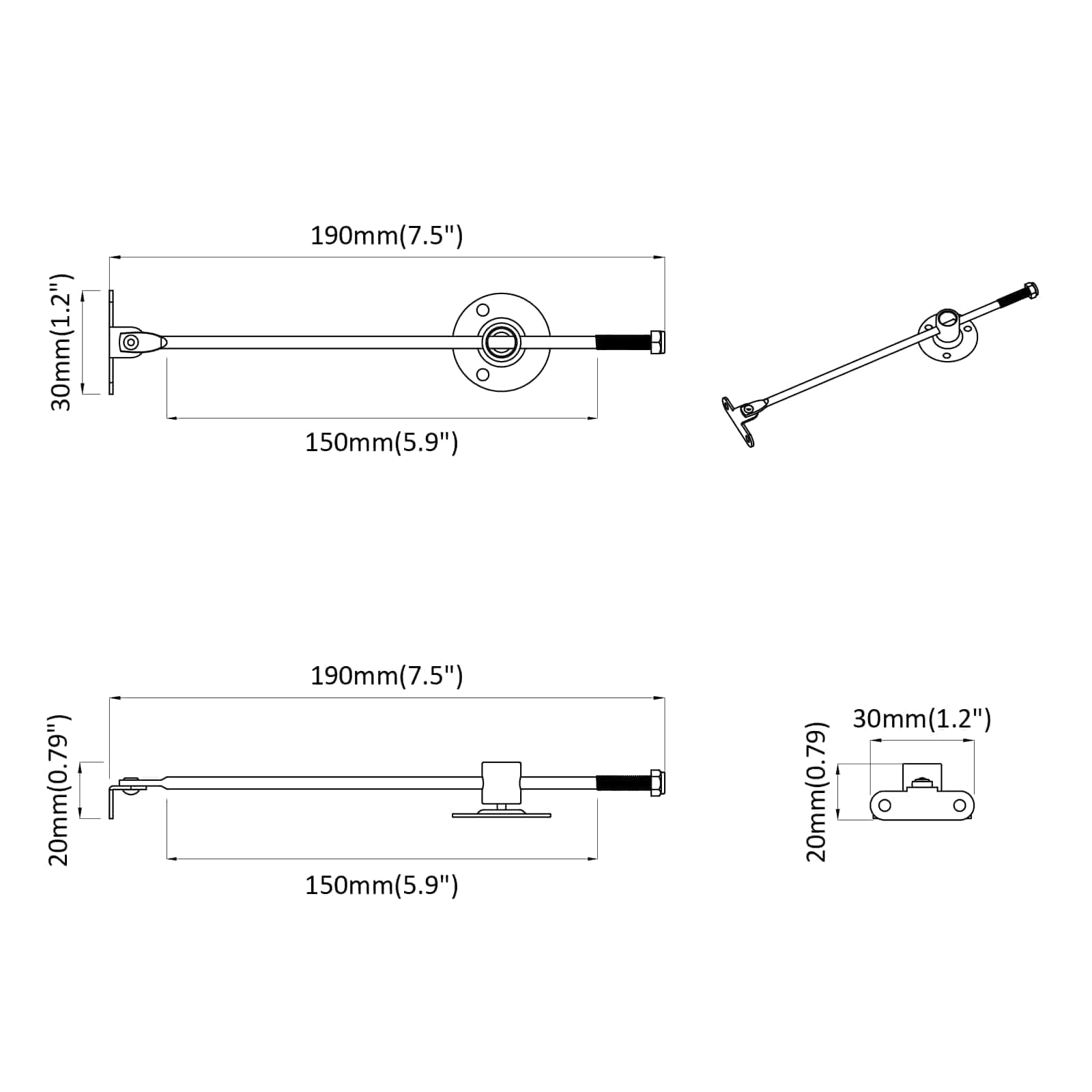 vidaXL Gasveer 2 pcs Zilver 190 mm IJzer