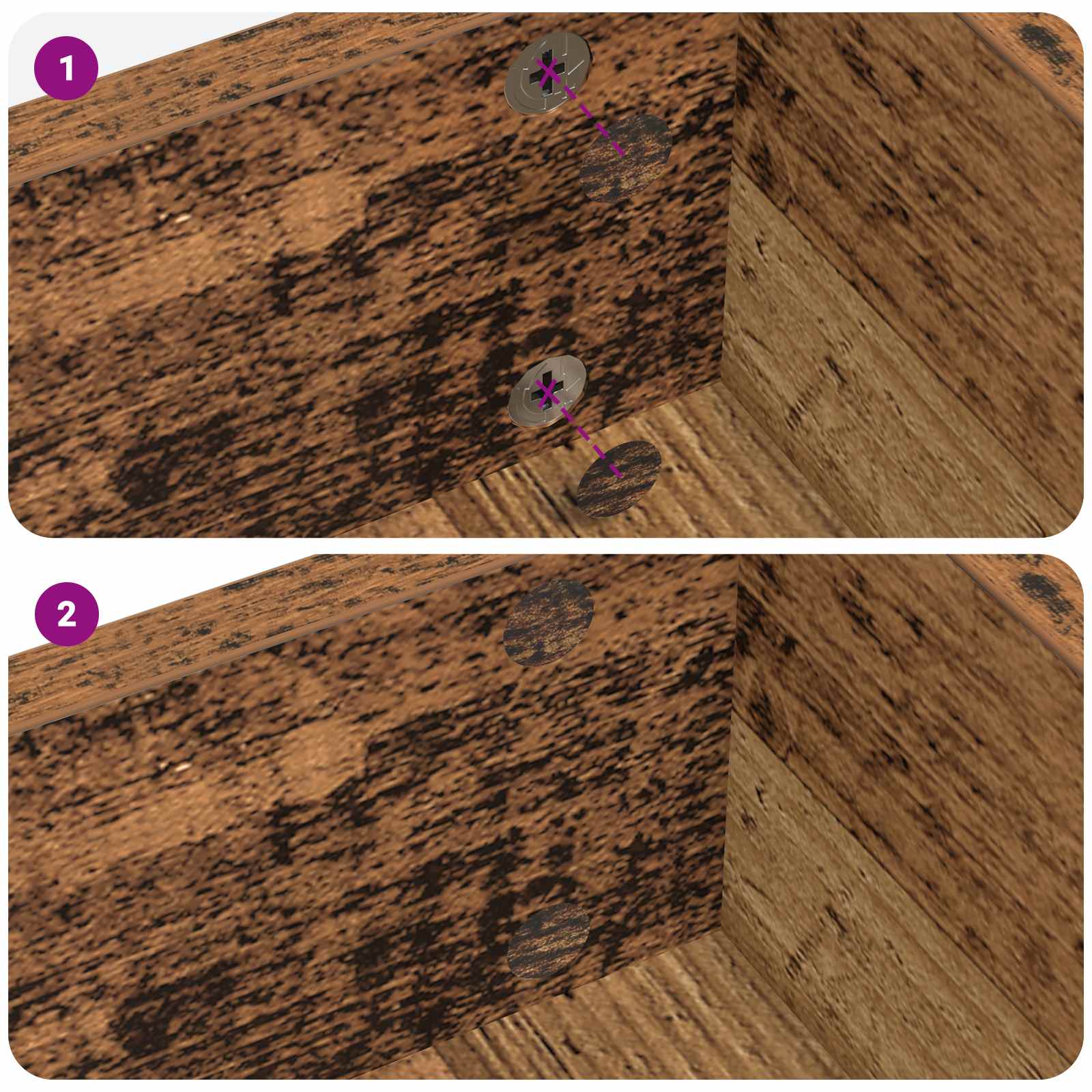 vidaXL Zelfklevende Schroefhoes 2 pcs Oudhout Ø 20 x 0,5 mm