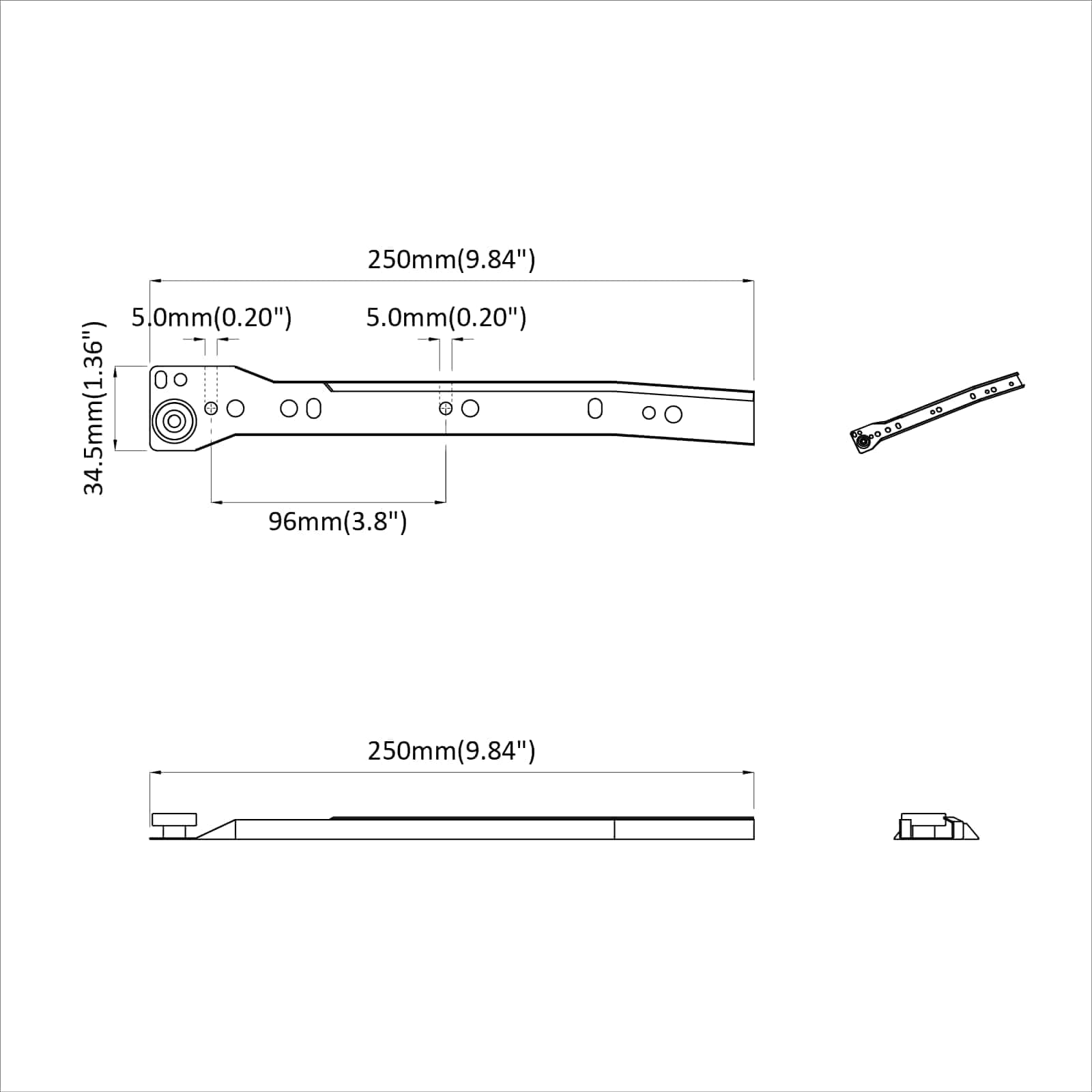 vidaXL Ladegeleider 2 pcs Wit 250 mm Staal