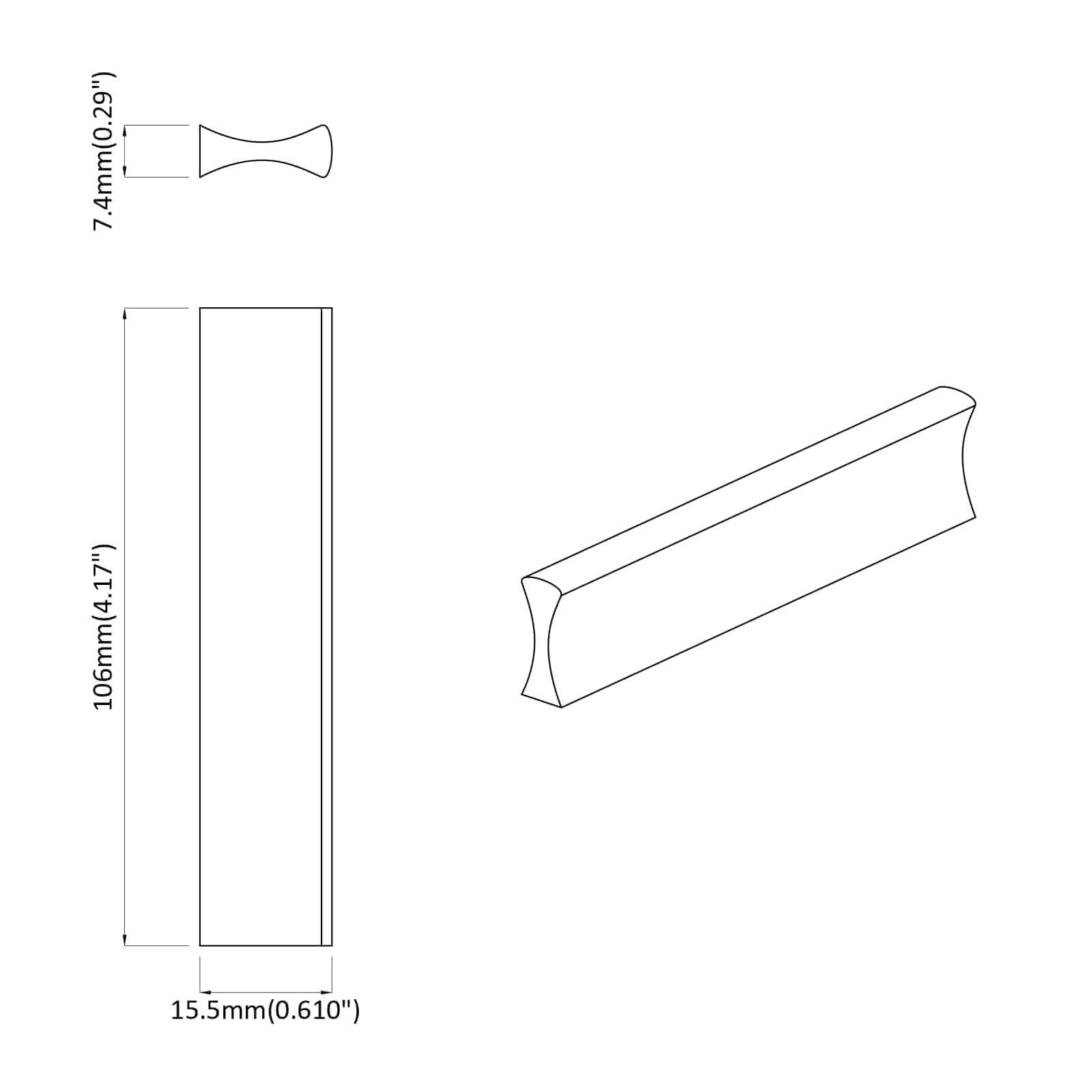 vidaXL Handvat 2 pcs Zwart 106 x 7,4 x 15,5 mm Aluminium