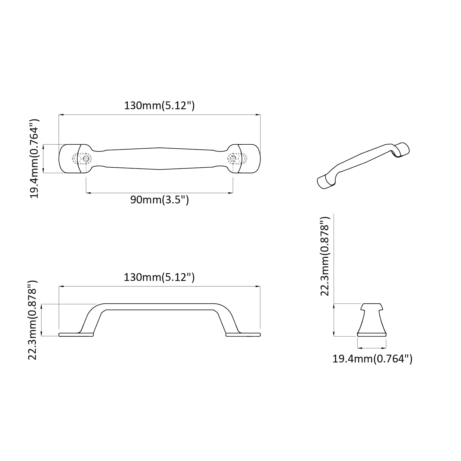 vidaXL Meubelhandgreep 2 pcs Zwart 130 x 19,4 x 22,3 mm Aluminium