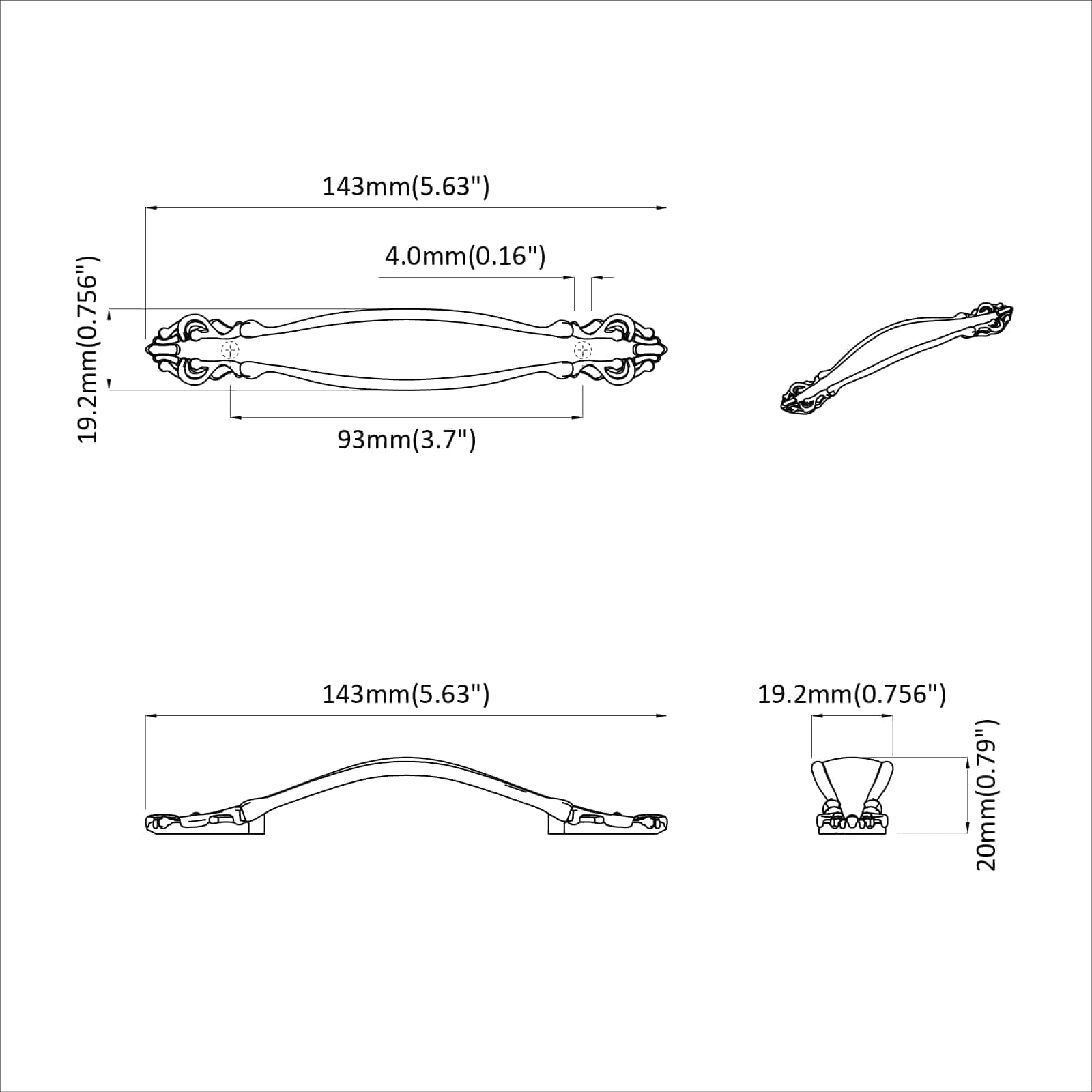 vidaXL Handvat 2 pcs Goud M4 x 18 mm Zinklegering