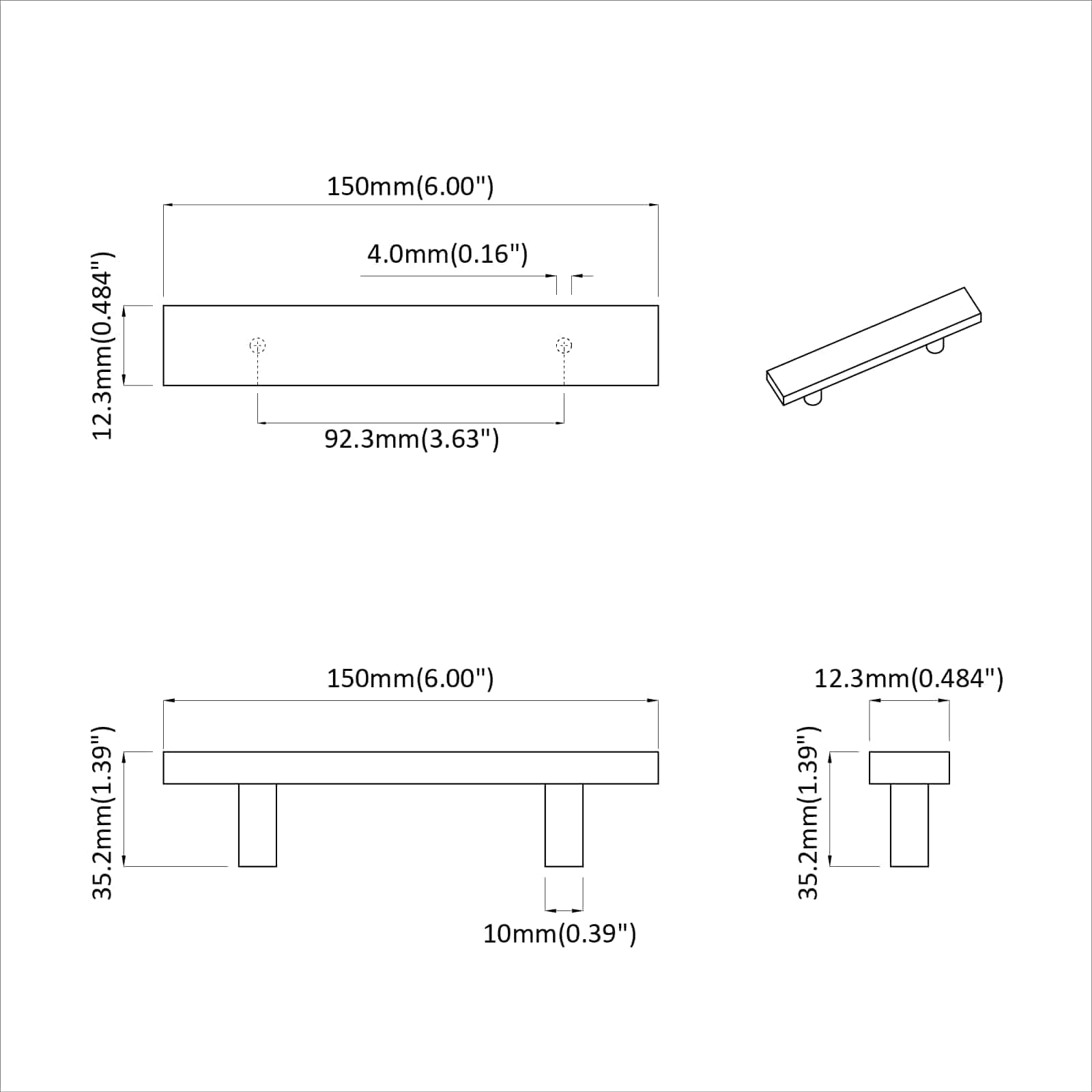vidaXL Kasthandgreep 2 pcs Zwart M4 x 18 mm Roestvrij staal