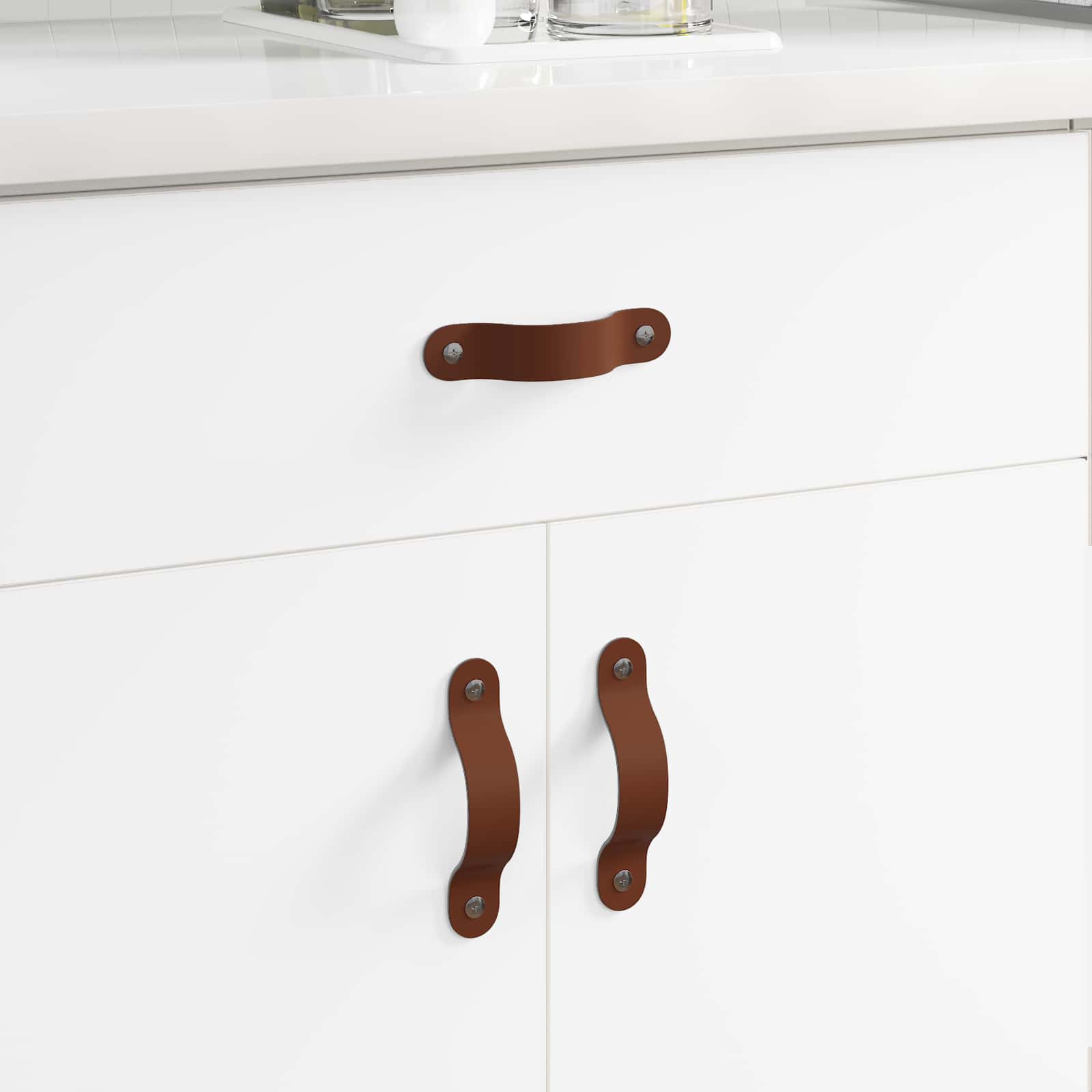 vidaXL Kast Handvatten 2 pcs Bruin 96 mm PU