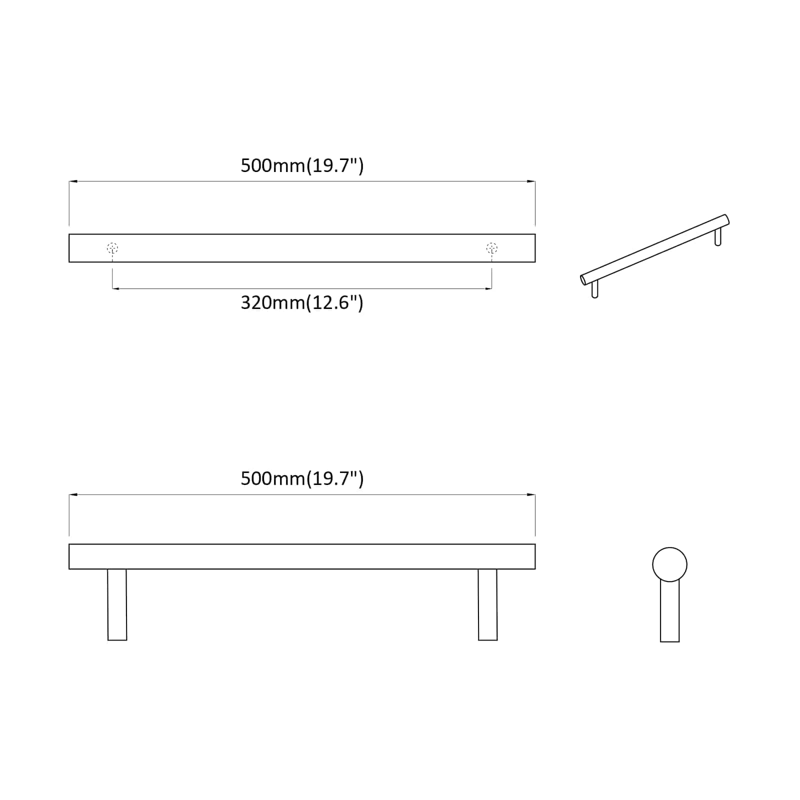 vidaXL Handvat 2 pcs Zilver 1500 mm Staal