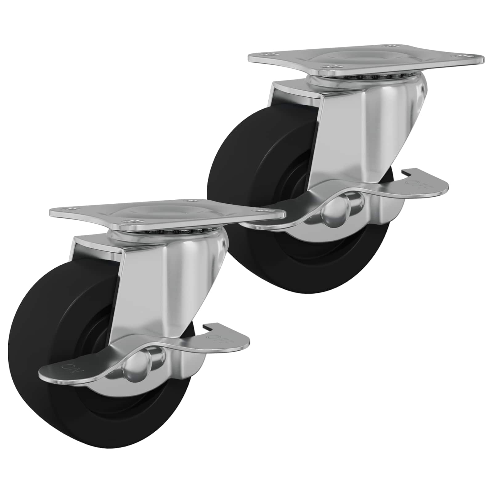 vidaXL Caster 2 pcs Zwart en zilver 63 x 48 x 46 mm IJs en nylon