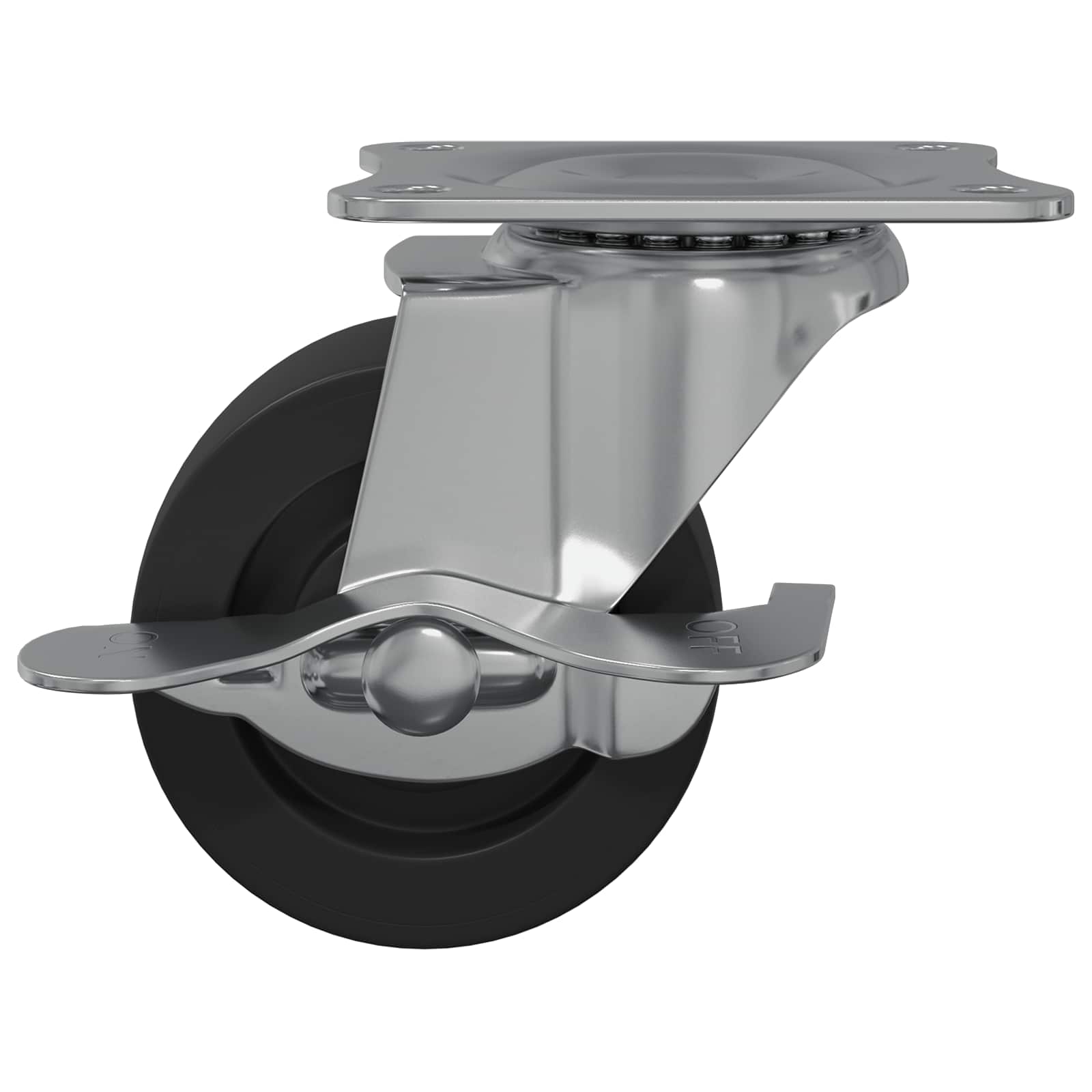 vidaXL Caster 2 pcs Zwart en zilver 63 x 48 x 46 mm IJs en nylon