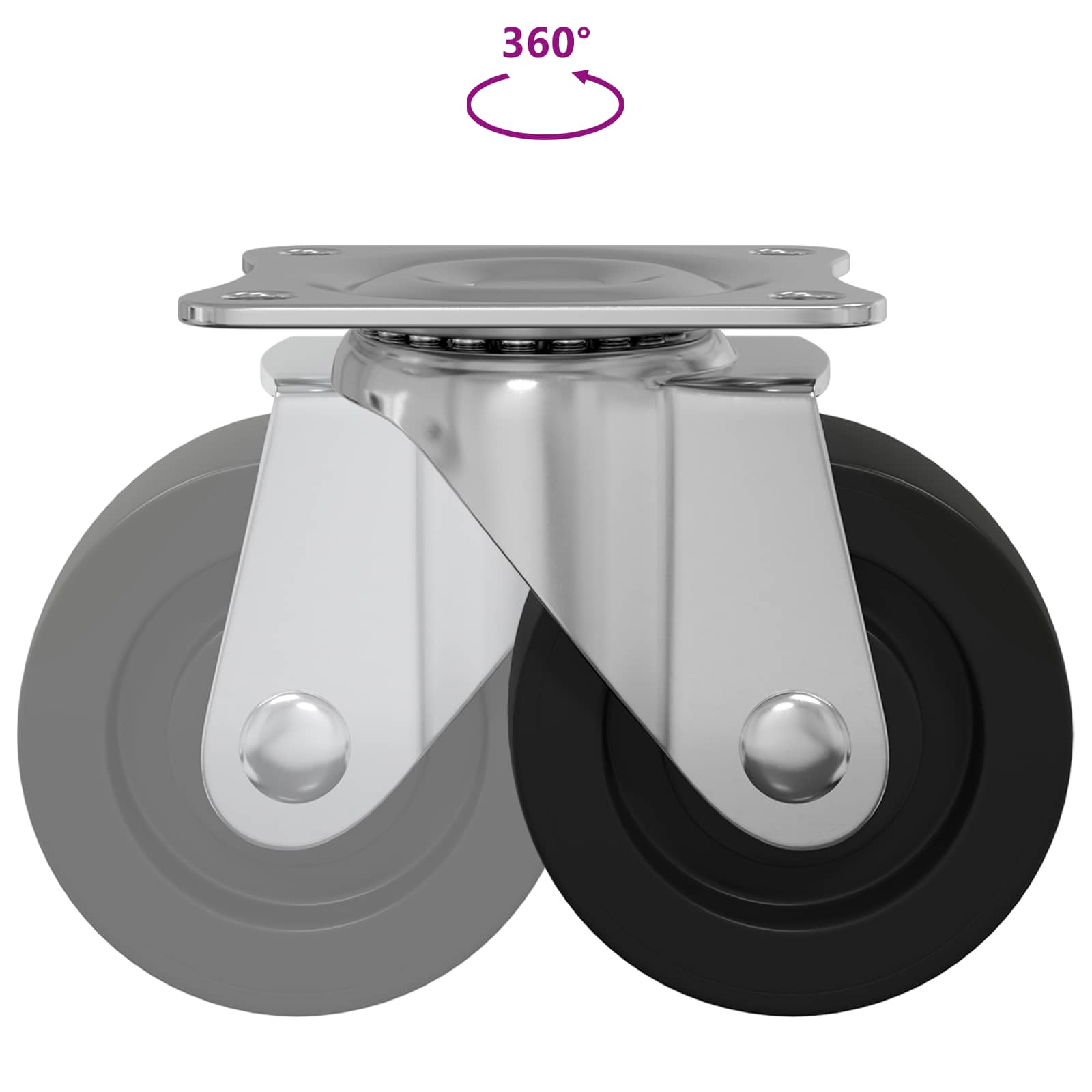 vidaXL Zwenkwiel 2 pcs Zilver 60 x 60 x 50 mm IJs en nylon