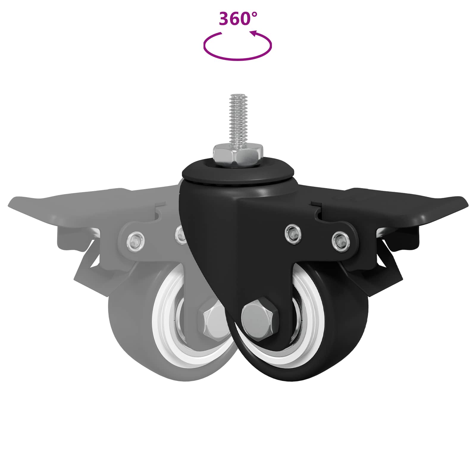 vidaXL Wielen 2 pcs Zwart M6 x 1.5 mm IJs en nylon