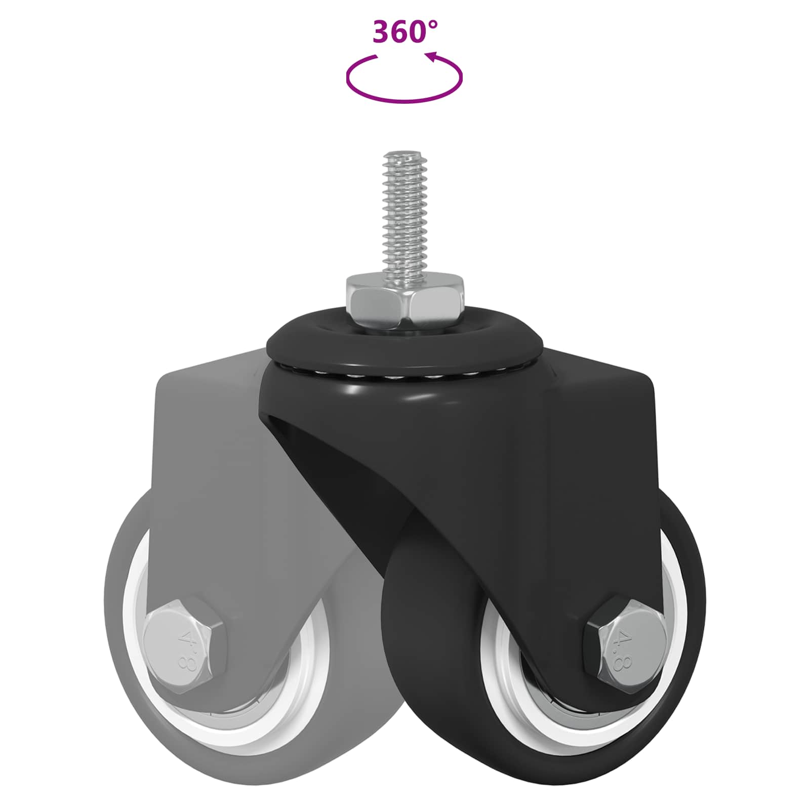 vidaXL Zwenkwiel 2 pcs Zwart M6 mm IJs en nylon