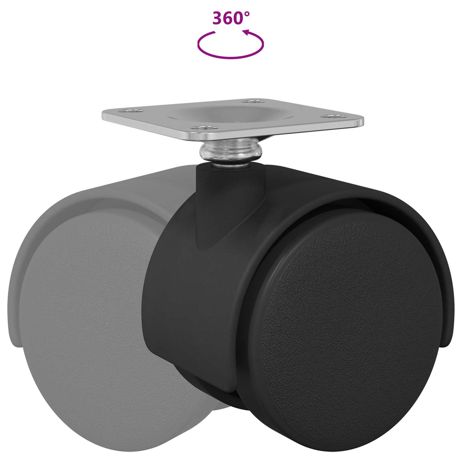 vidaXL Zwenkwiel 2 pcs Zwart 54 mm Ijzer en PP