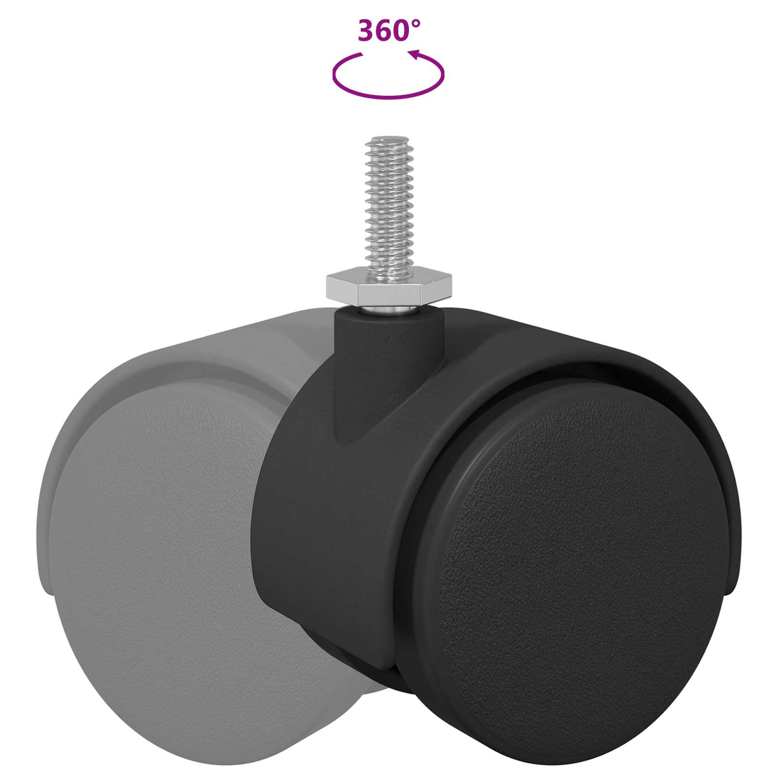 vidaXL Caster 2 pcs Zwart en Zilver 37,8 x 40 mm Ijzer en PP