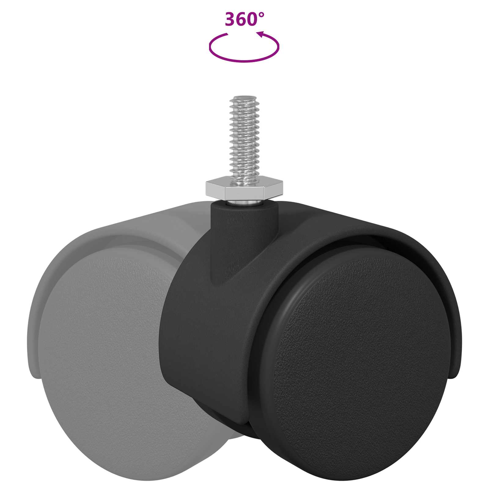 vidaXL Wielen 2 pcs Zwart 40,1 x 40,1 x 37,8 mm PP en IJzer