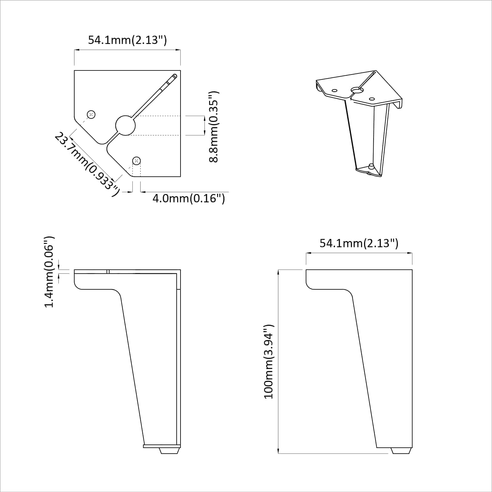 vidaXL Meubelpoten 2 pcs Zwart 5,5 x 5,5 x 10 cm IJzer