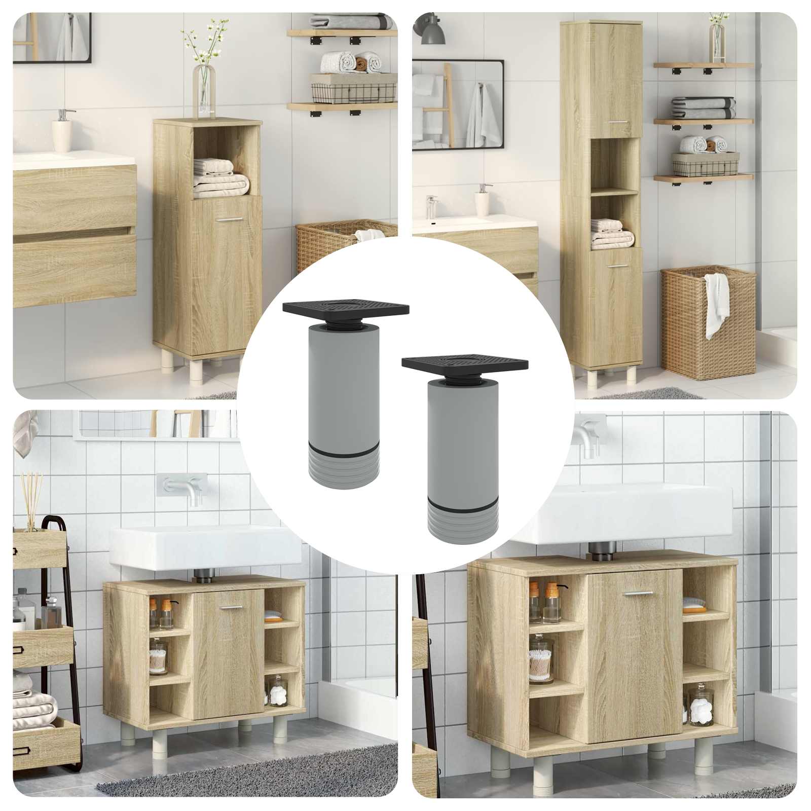 vidaXL Meubelpoten Verstelbaar 2 pcs Wit 64 x 64 x 100 mm PP