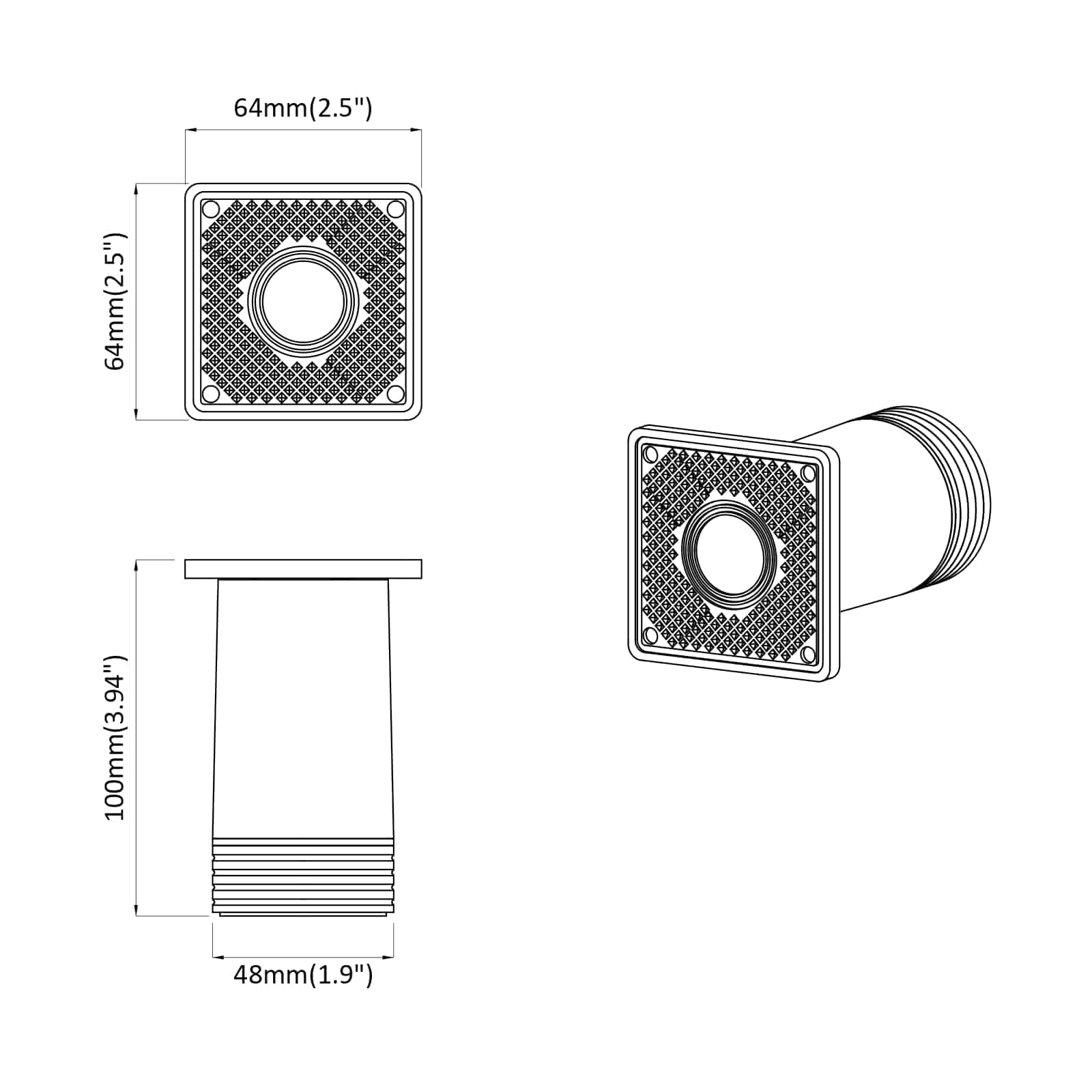 vidaXL Meubelpoten Verstelbaar 2 pcs Wit 64 x 64 x 100 mm PP