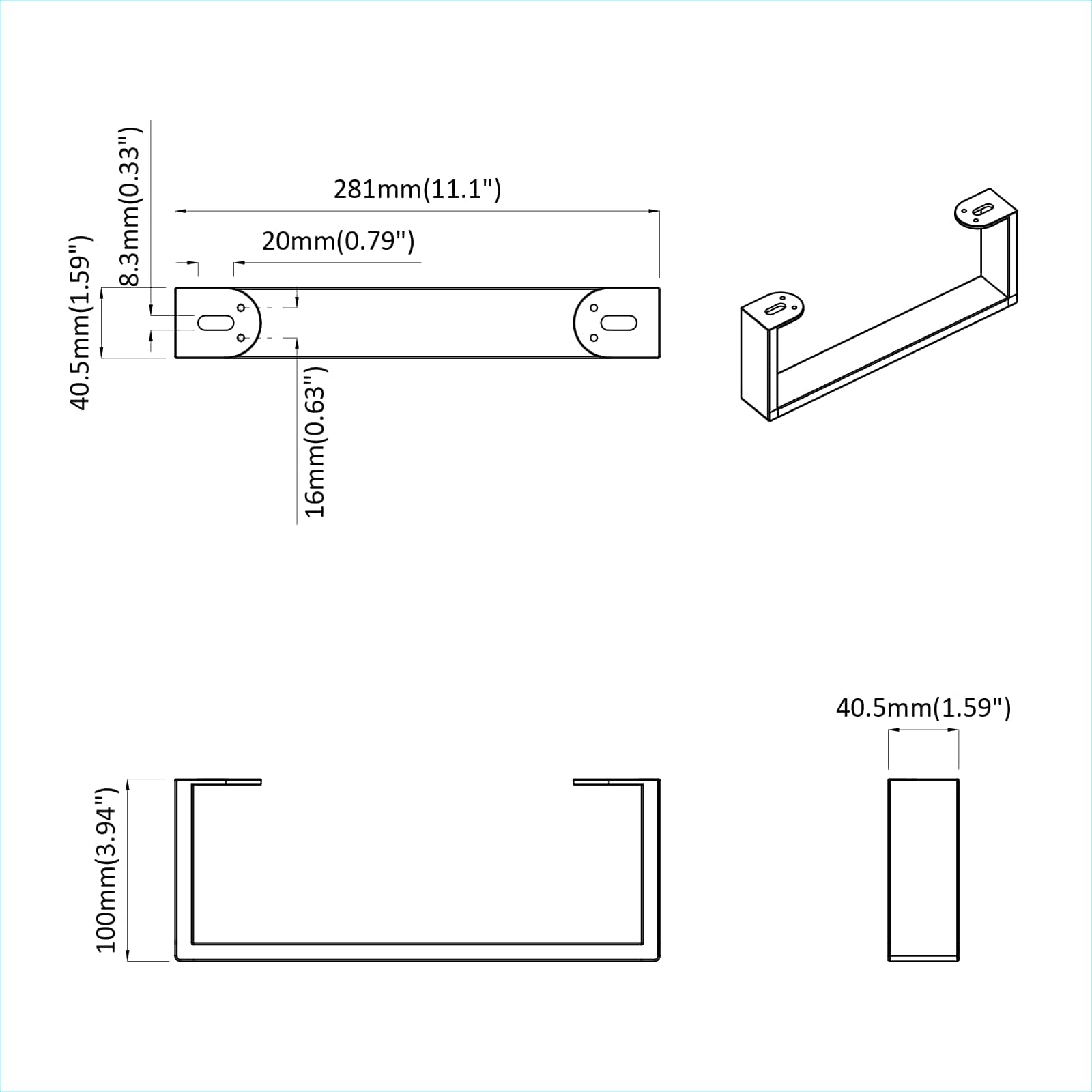 vidaXL Meubelpoten 2 pcs Zwart 28,1 x 4 x 10 mm IJzer