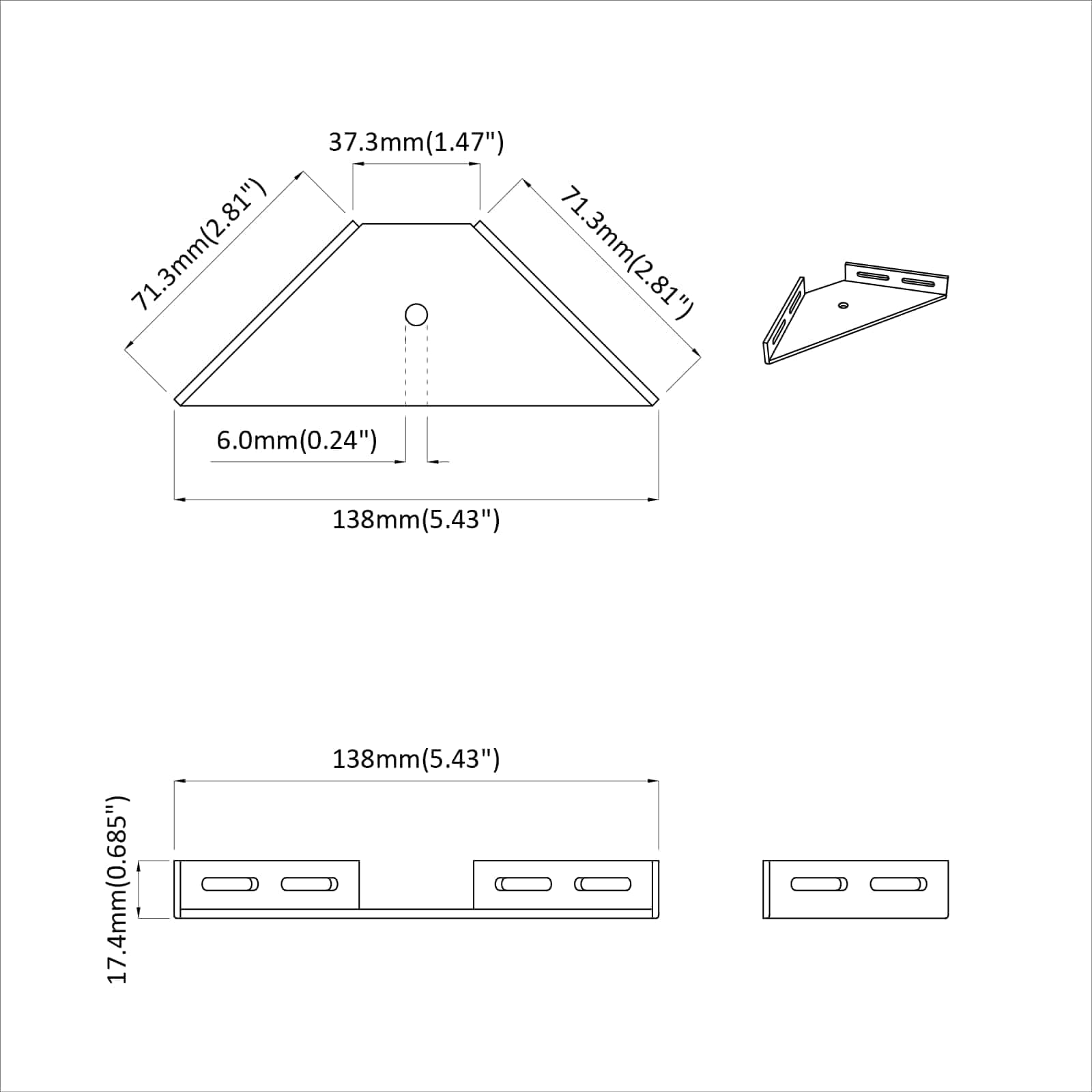 vidaXL Hoekbeugel 2 pcs Zwart 138,5 x 50,5 x 16 mm IJzer
