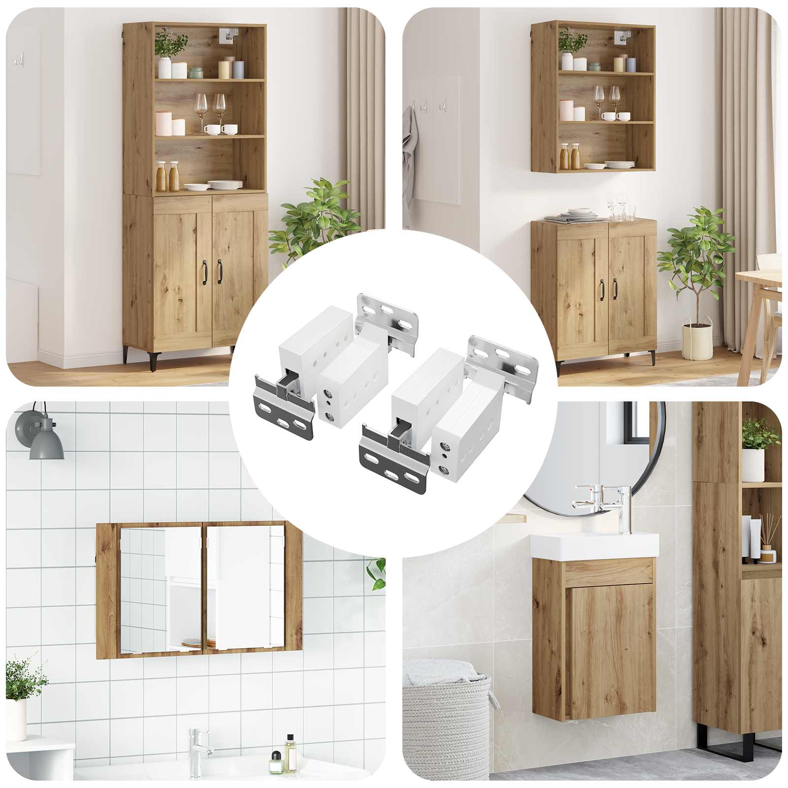 vidaXL Kast Hangbeugel 2 pcs Wit 70 x 46 x 19 mm Ijzer en Plastic