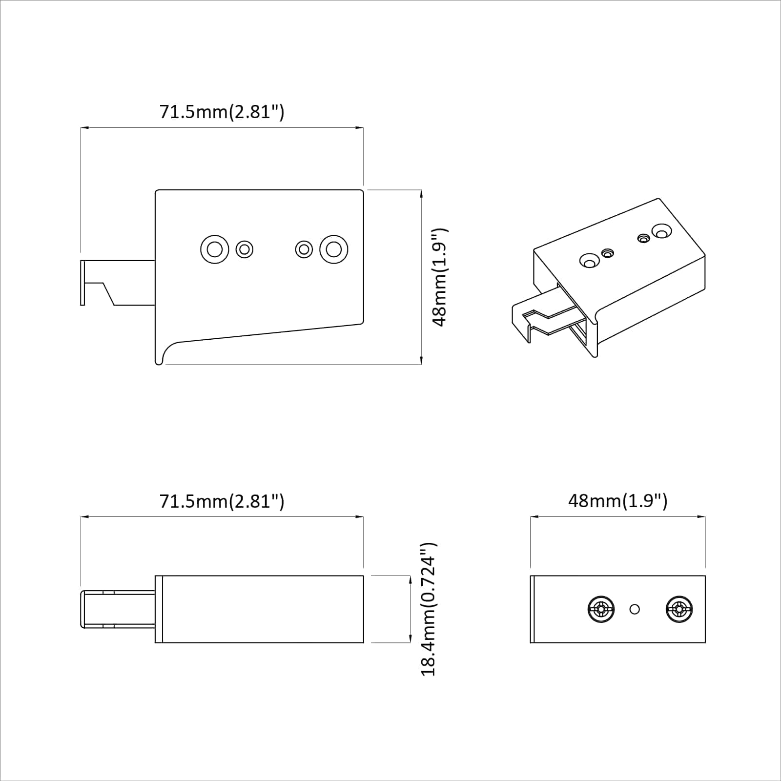 vidaXL Kast Hangbeugel 2 pcs Wit 70 x 46 x 19 mm Ijzer en Plastic