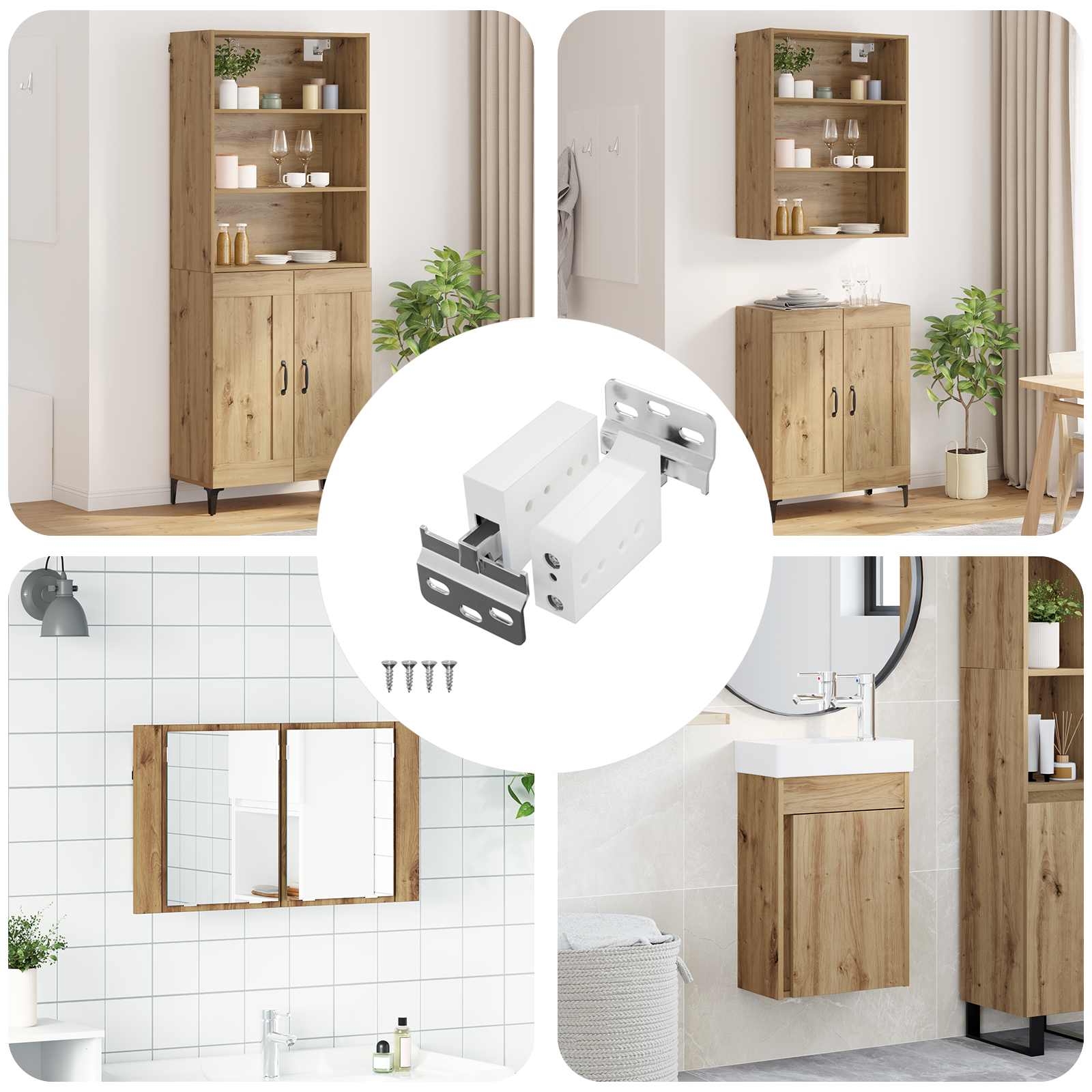 vidaXL Kast Hangbeugel 2 pcs Wit 70 x 46 x 19 mm Ijzer en Plastic