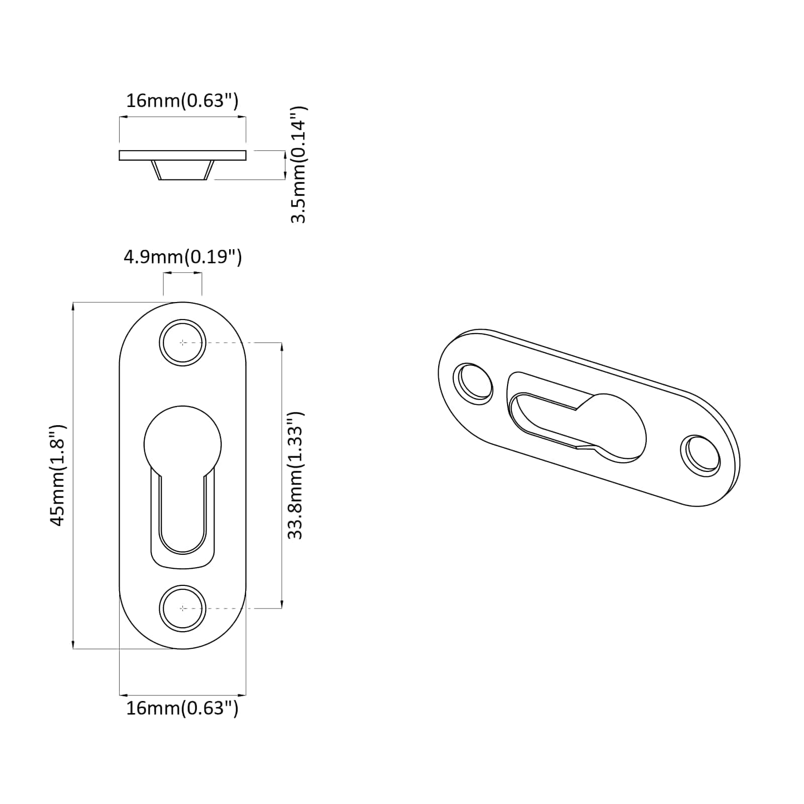 vidaXL Sleufhanger 2 pcs Zilver 45 x 16 x 3.5 mm IJzer