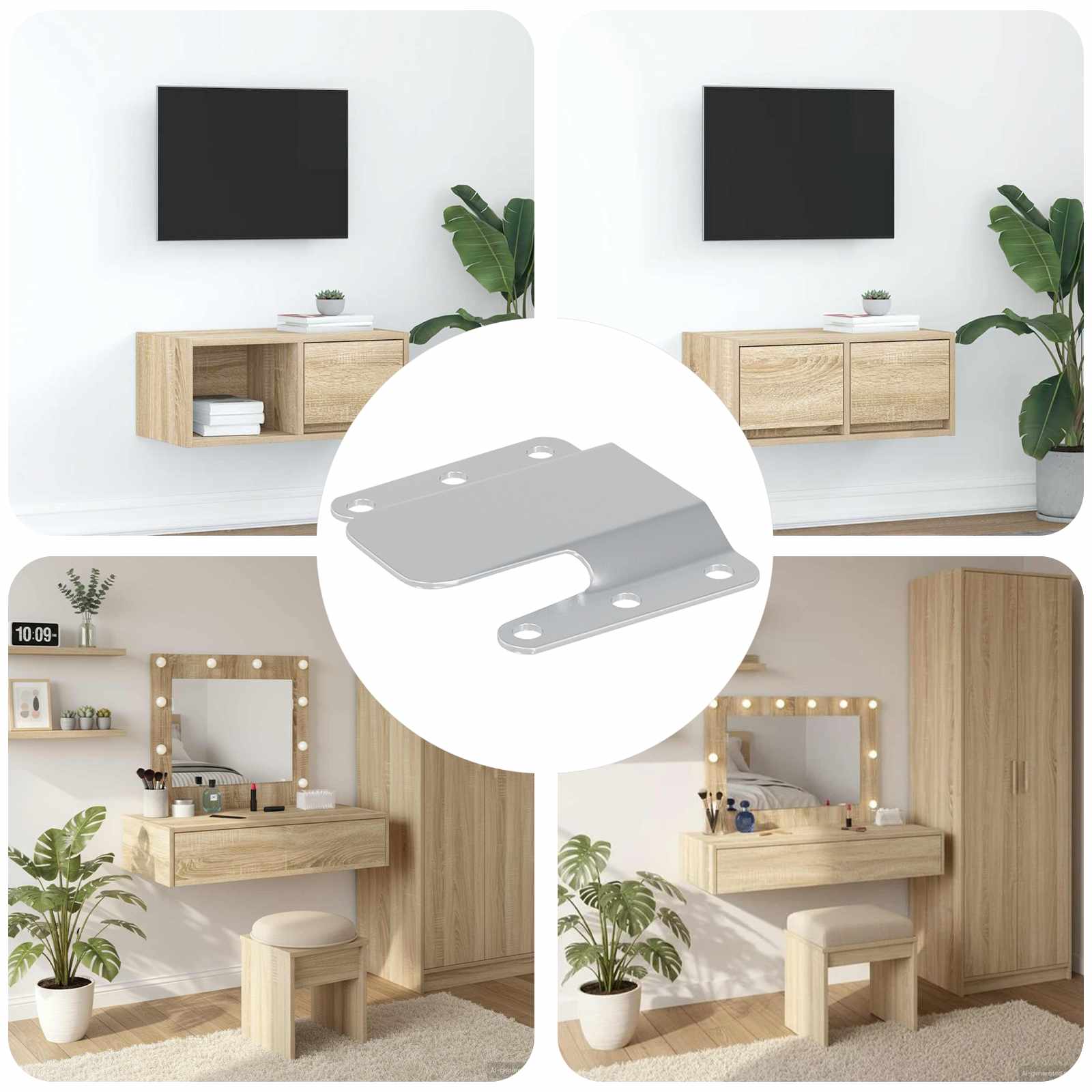 vidaXL Flush Mount Beugel 2 pcs Zilver 75 x 66 mm Staal
