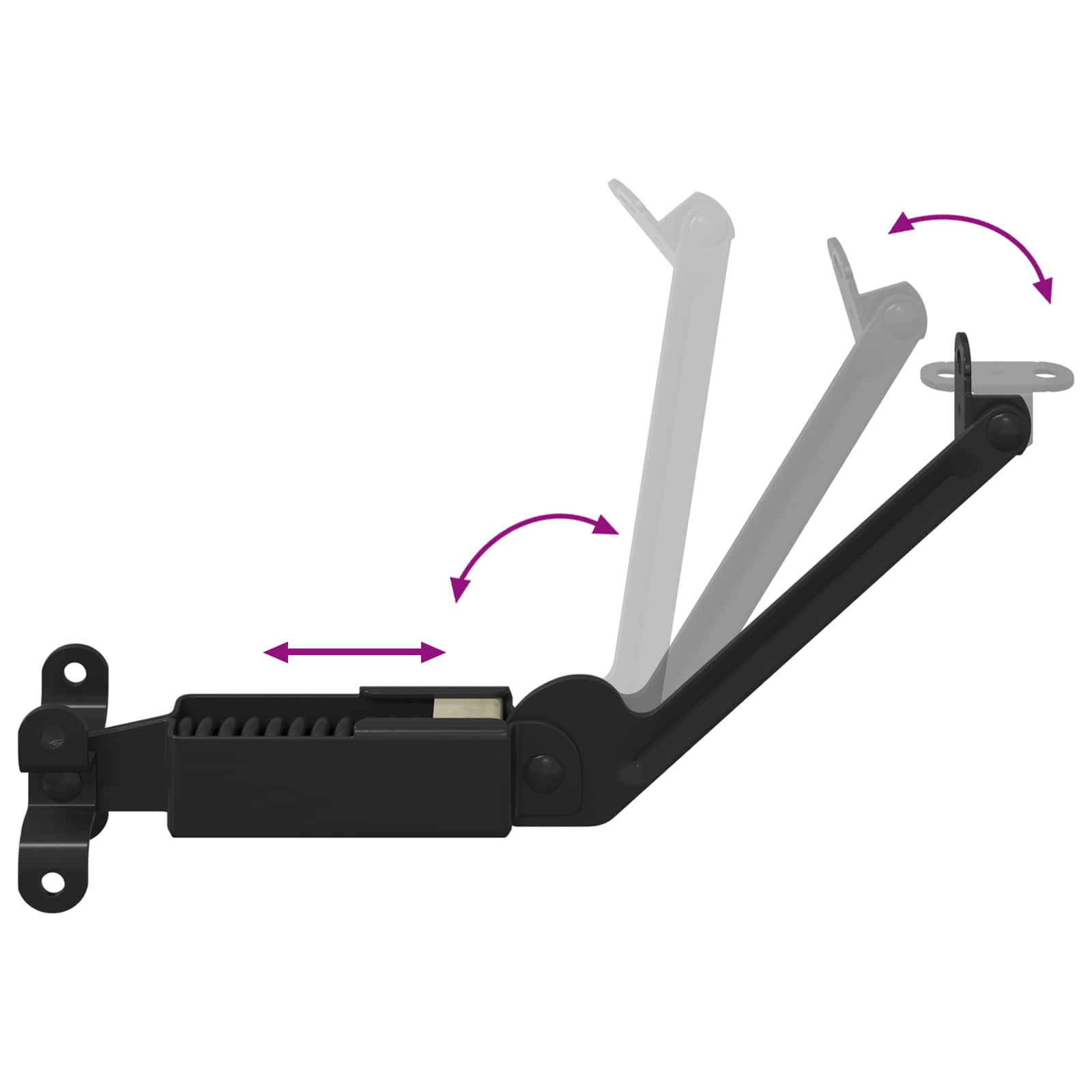 vidaXL Deksel ondersteunend scharnier 2 pcs Zwart 192 x 32 x 50 mm