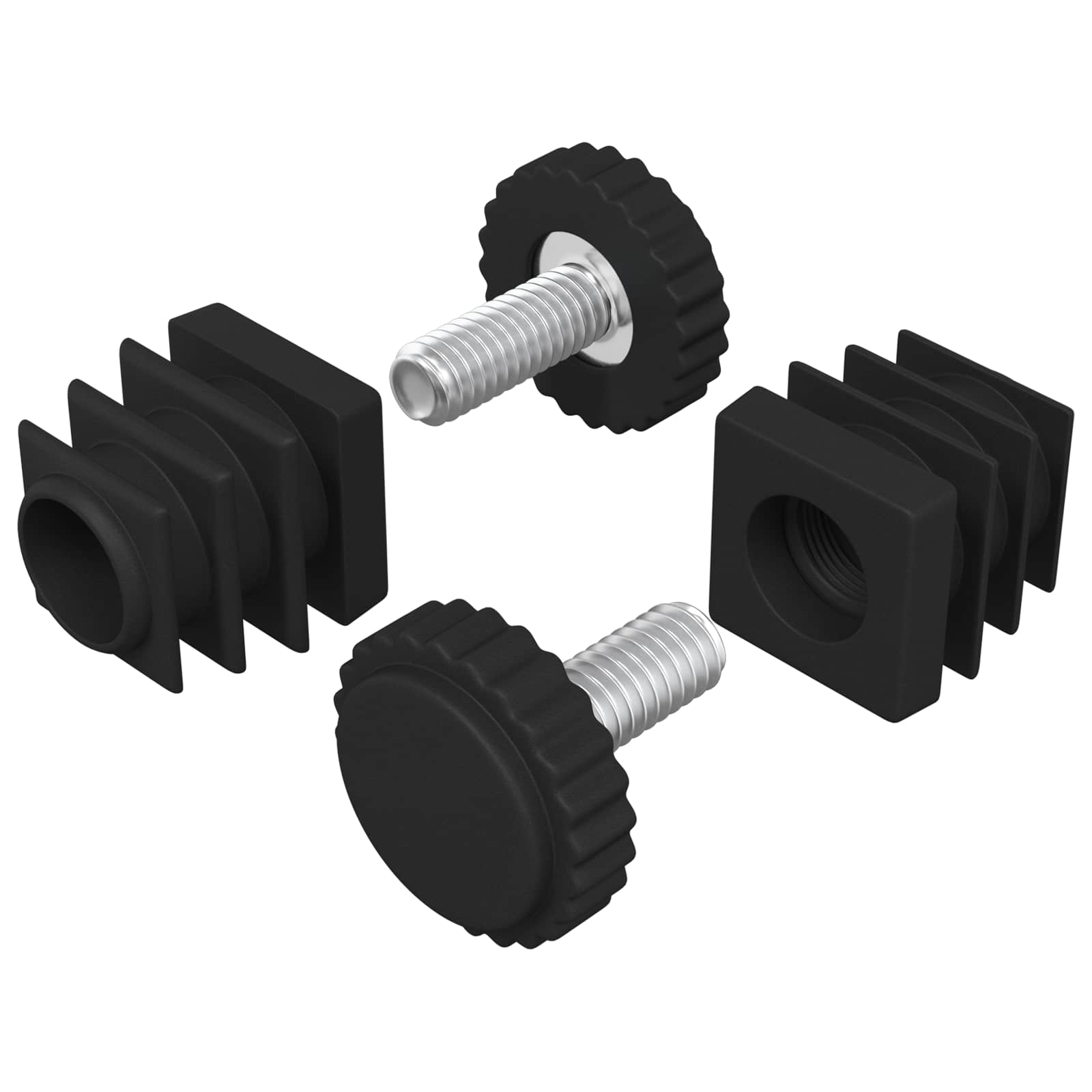 vidaXL Meubel Levelers Verstelbaar 2 pcs Zwart M6 PP