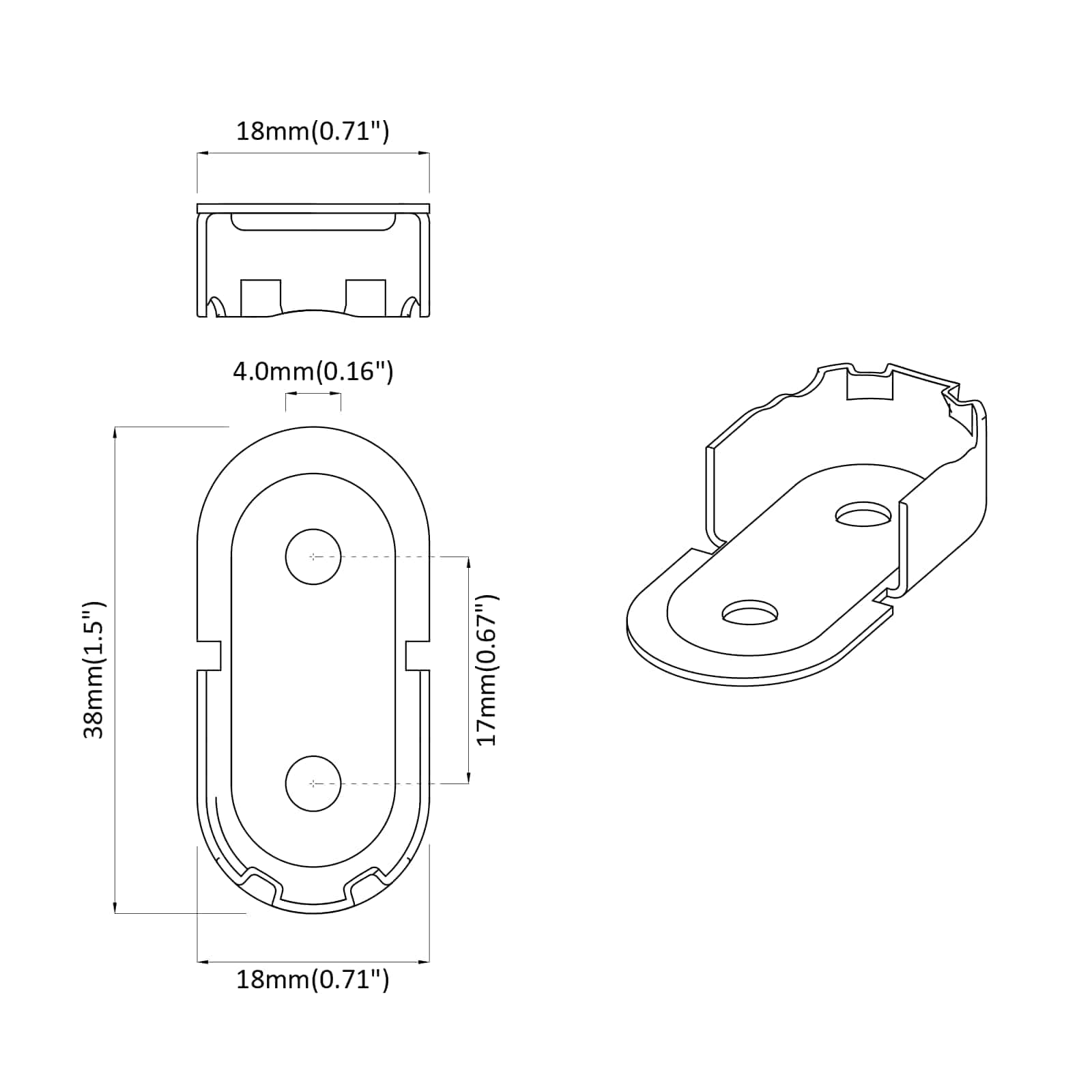 vidaXL Kast Stang Beugel 2 pcs Wit Zink 40 x 18 x 10 mm IJzer