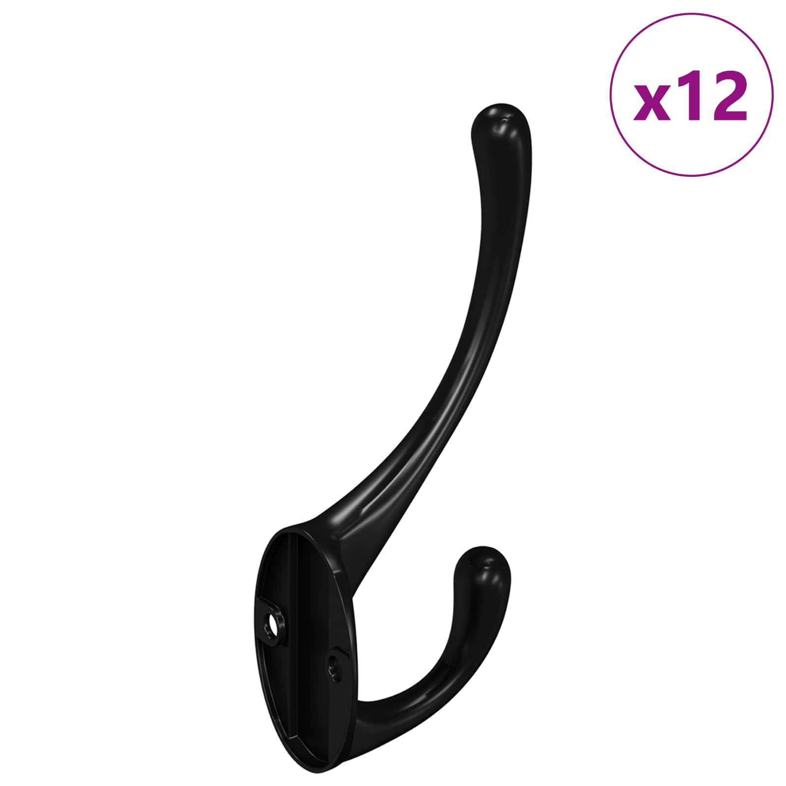 vidaXL Kledinghaak 2 pcs Zwart 102 x 29 x 47mm Zinklegering
