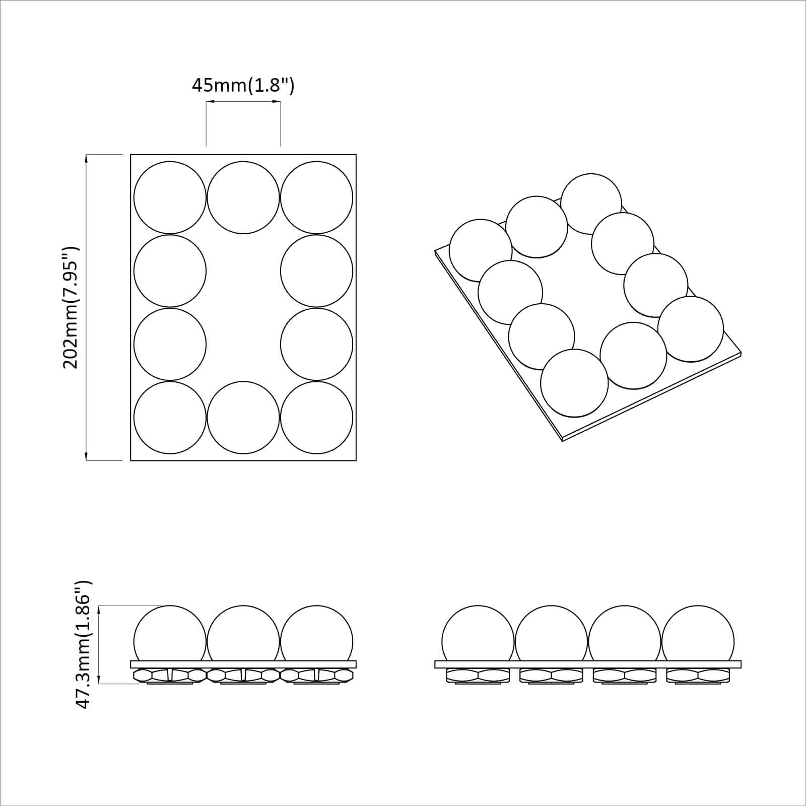 vidaXL Spiegel Lichten 2 pcs Wit 4.5 x 4.5 x 4.8 cm Kunststof