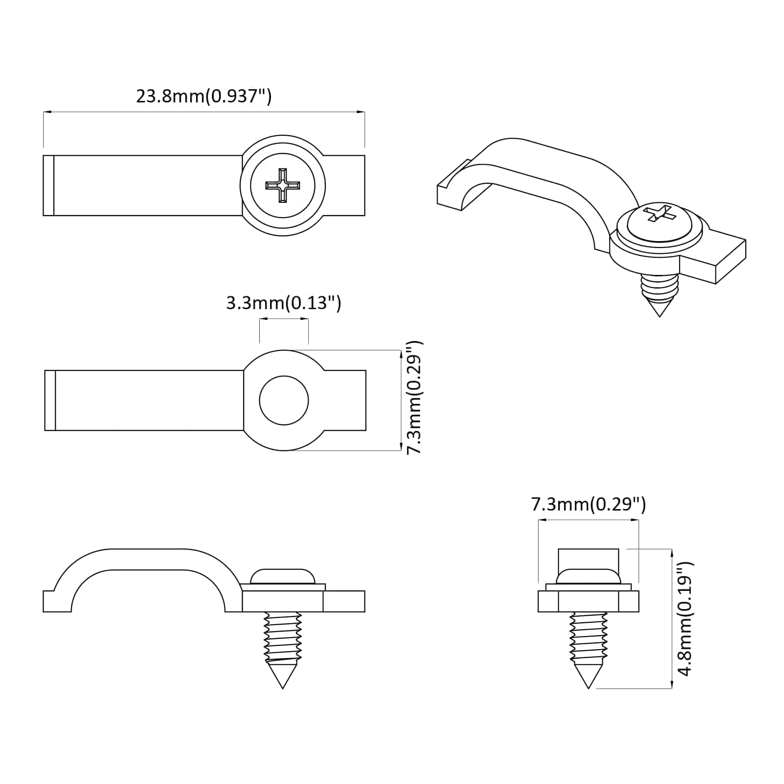 vidaXL LED Strip Clips 2 pcs Doorzichtig 2 x 1 x 0.5 cm