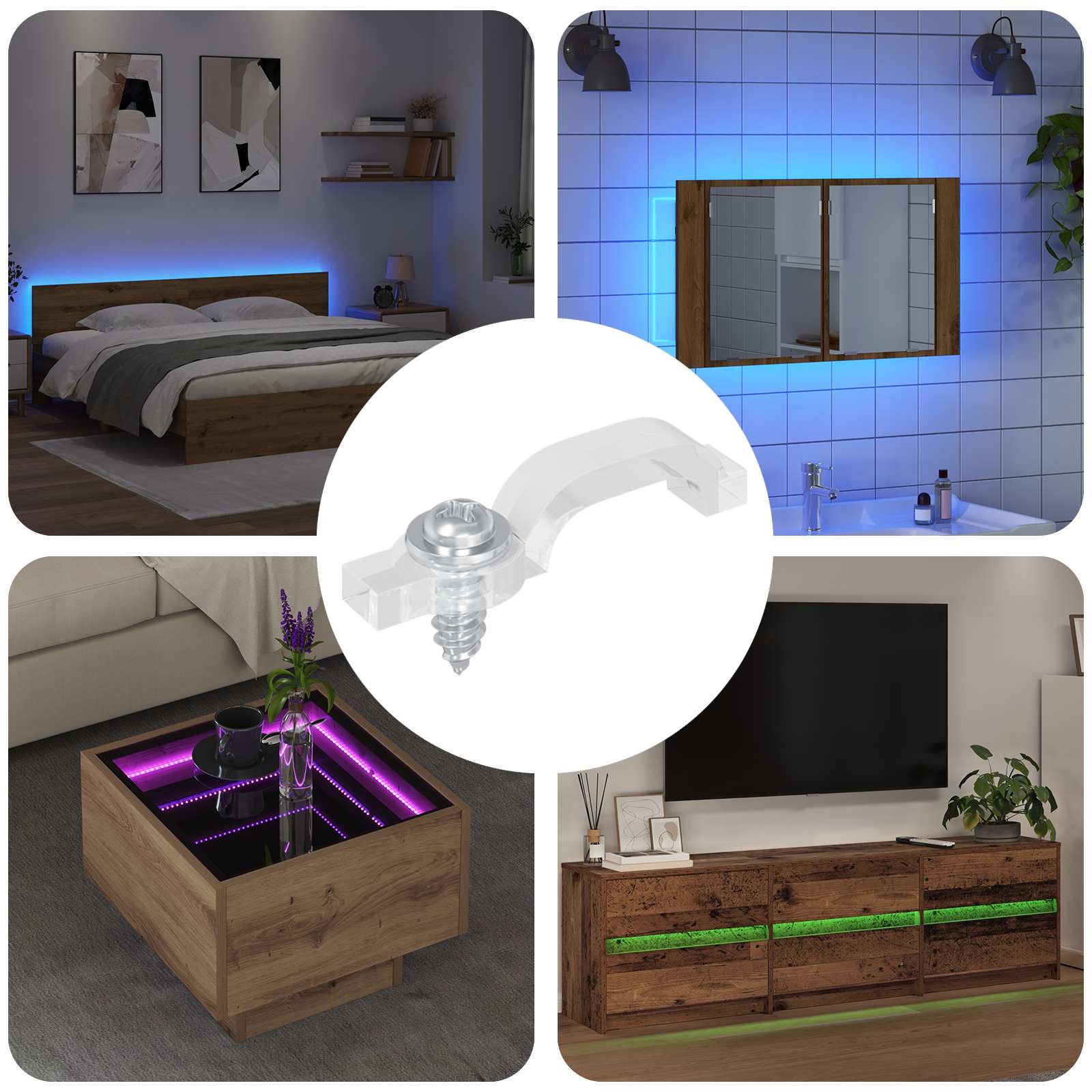 vidaXL LED Strip Clips 2 pcs Doorzichtig 2 x 1 x 0.5 cm